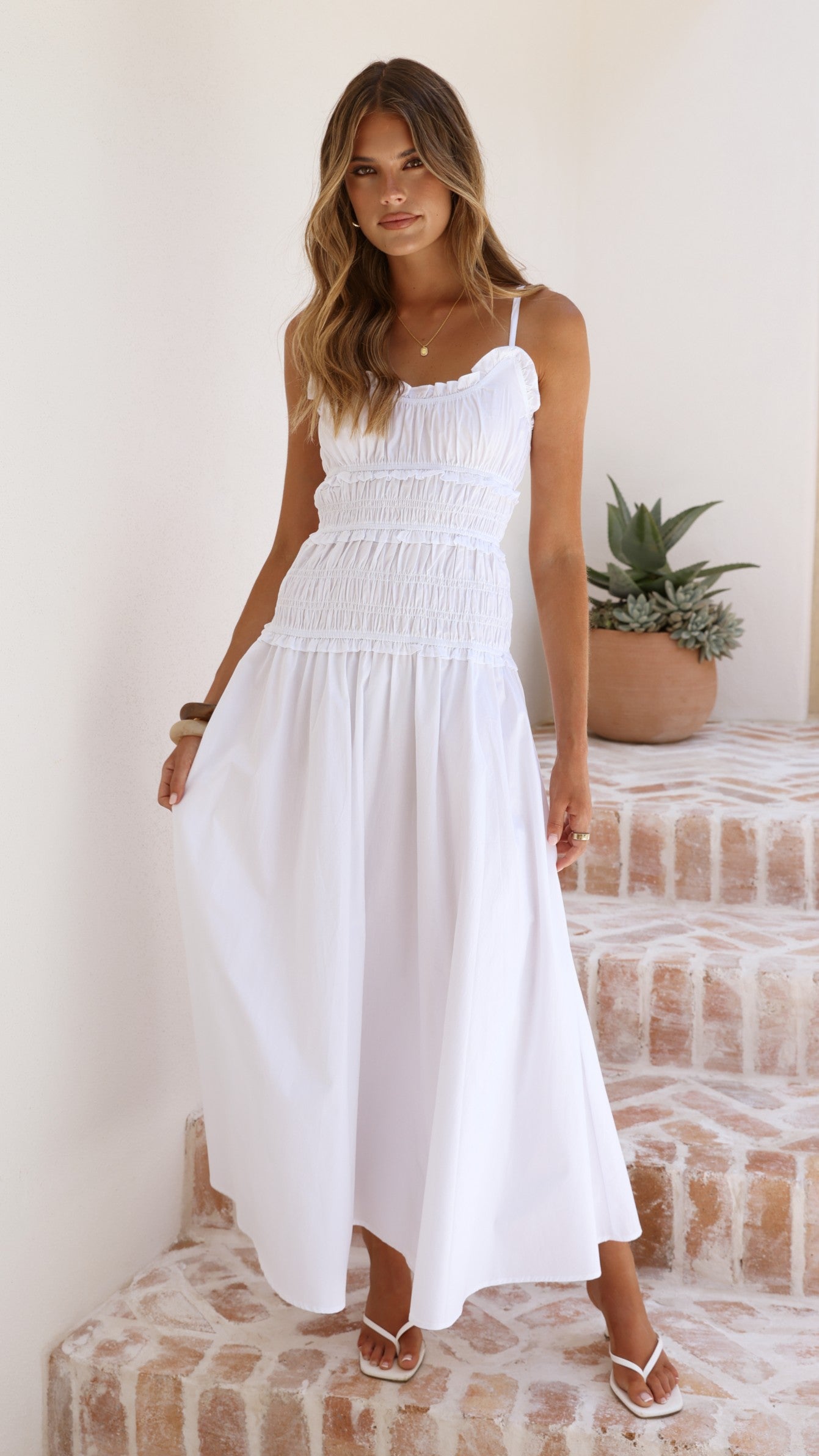 Vida Maxi Dress - White - Billy J