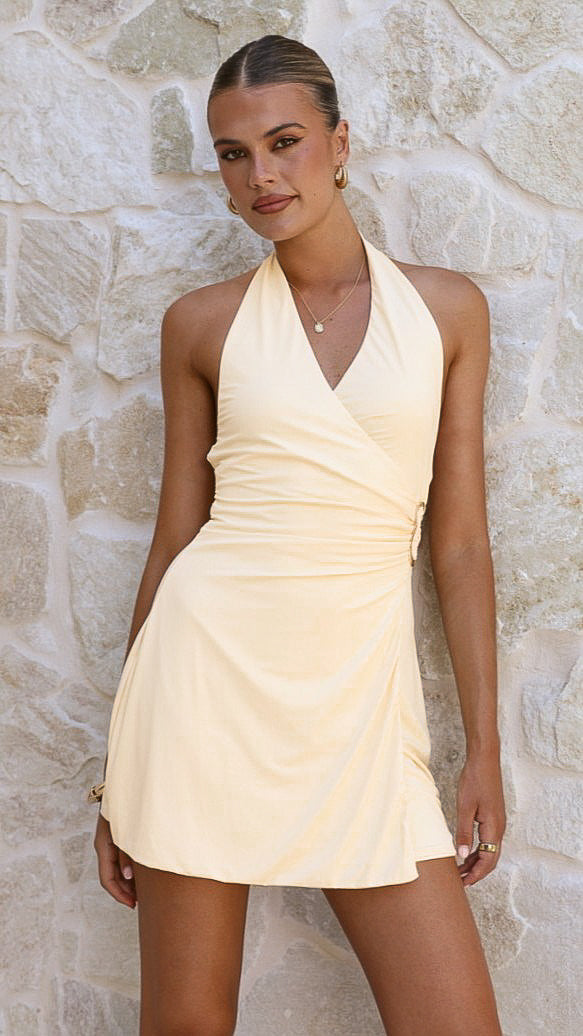 Brigitte Halter Mini Dress - Butter - Billy J