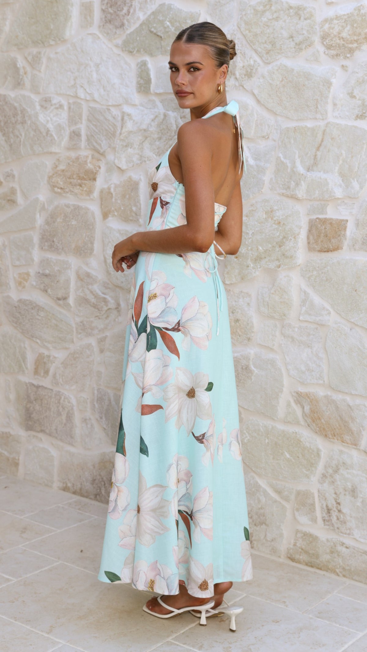 Skye Maxi Dress - Aqua/White Floral - Billy J