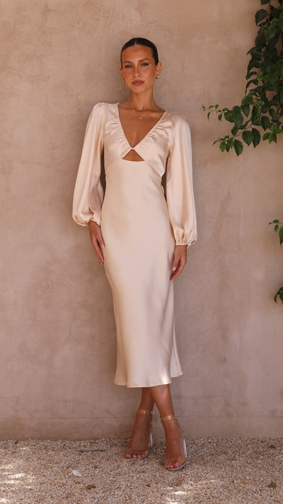 Load image into Gallery viewer, Cara Midi Dress - Champagne
