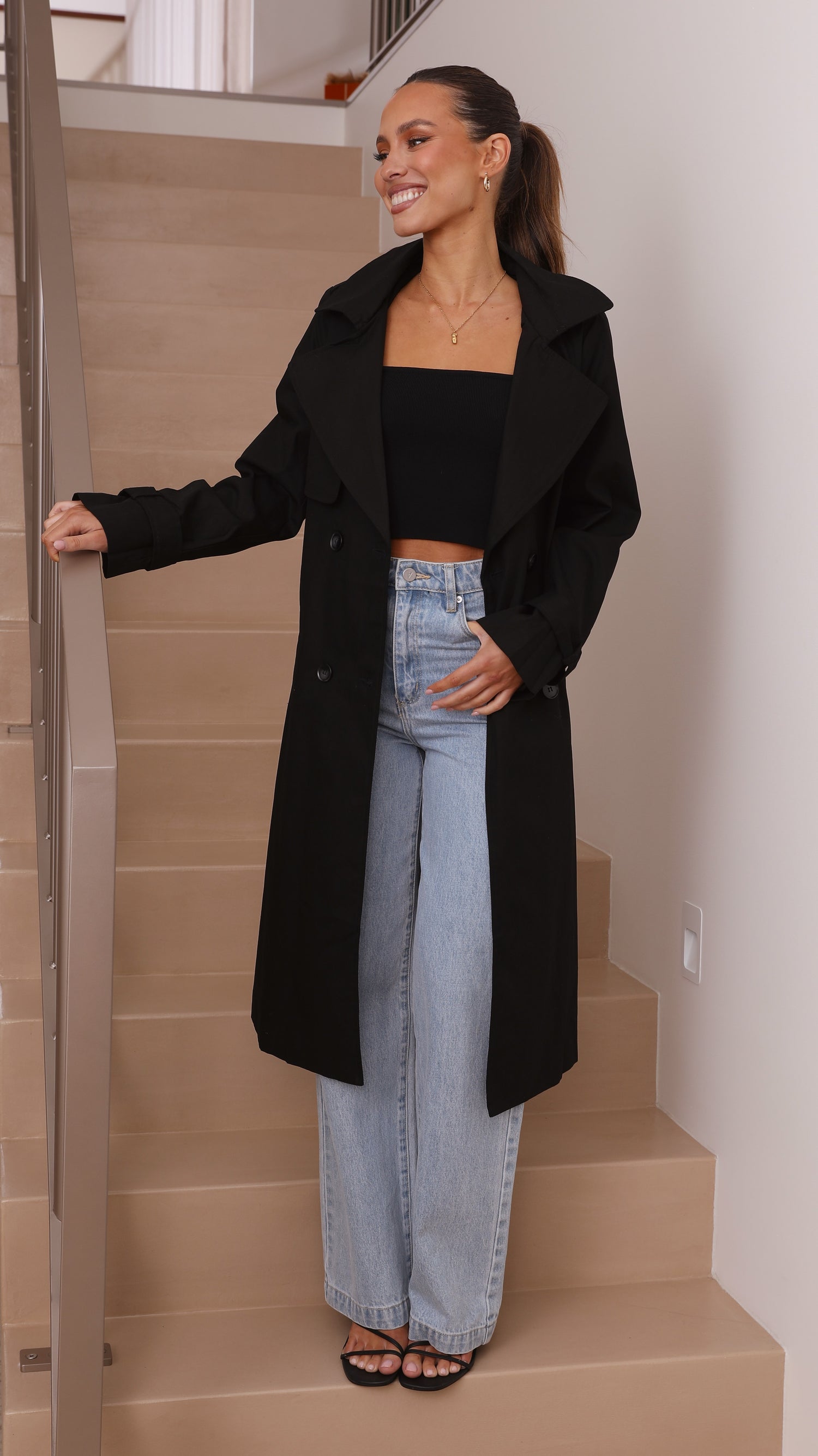 Byron Trench Coat - Black - Billy J