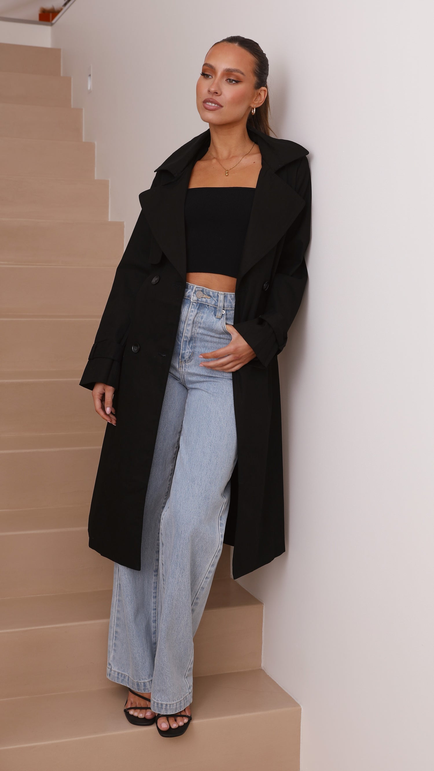 Byron Trench Coat - Black - Billy J