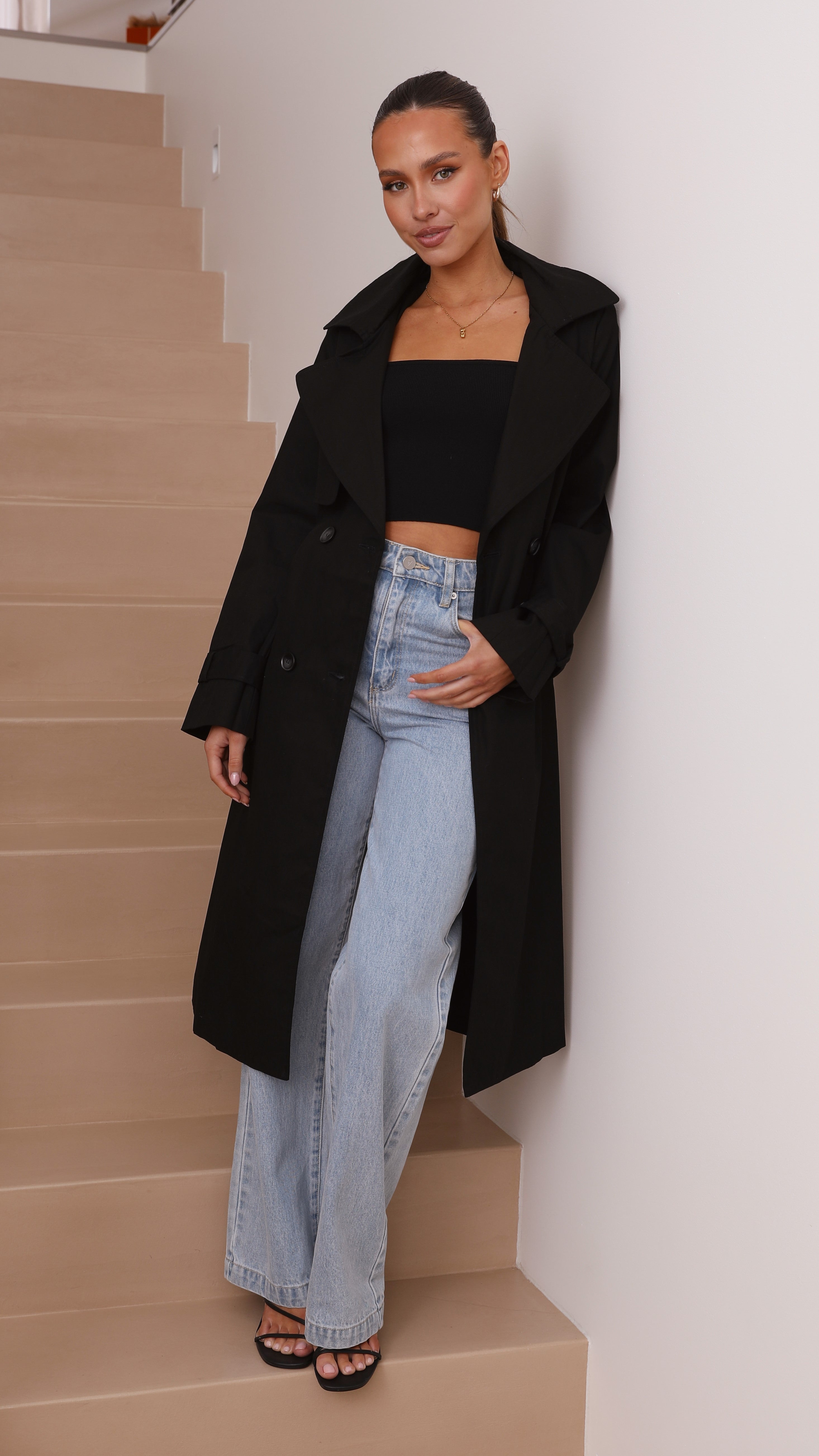 Byron Trench Coat - Black - Billy J