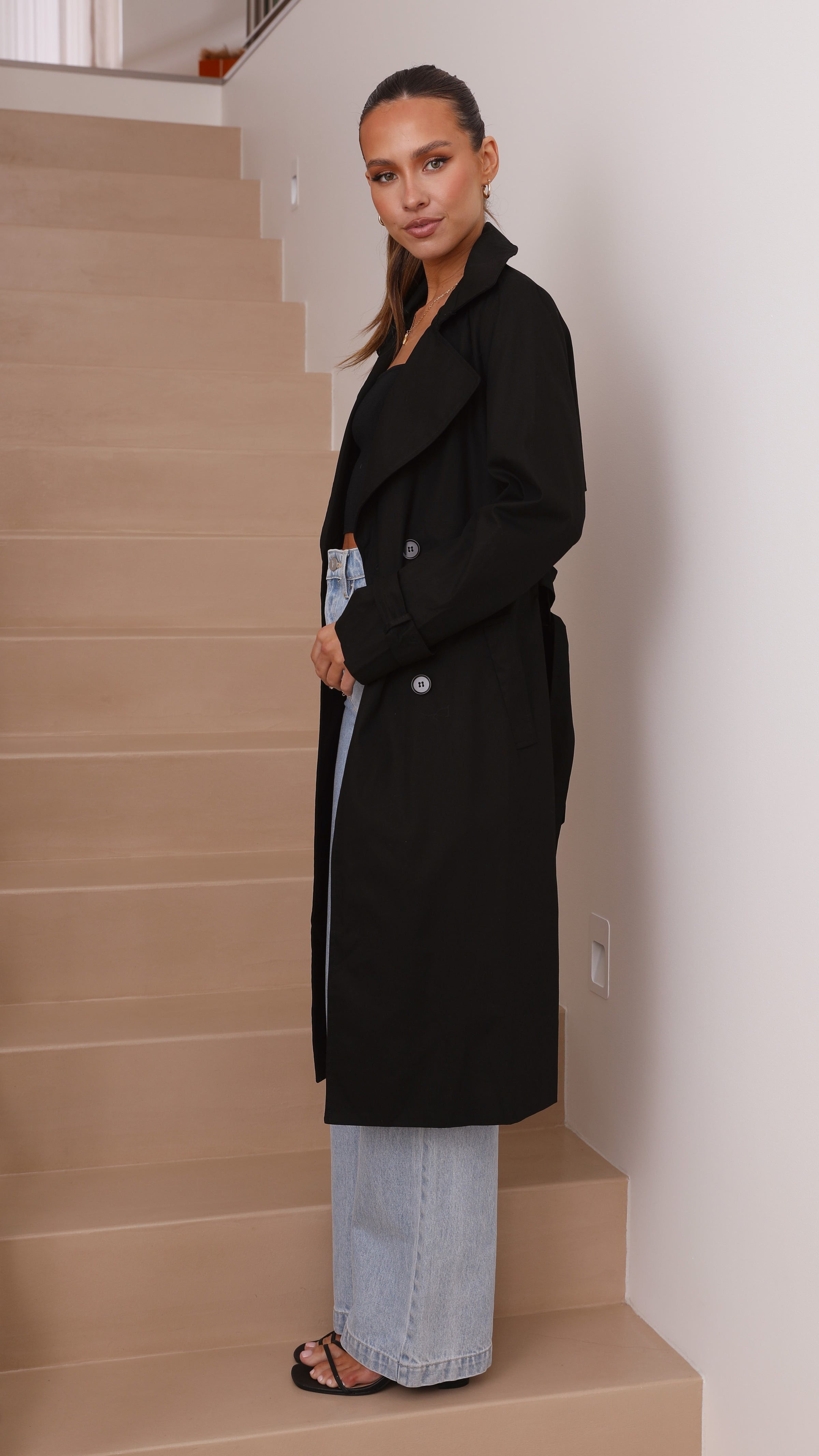 Byron Trench Coat - Black - Billy J