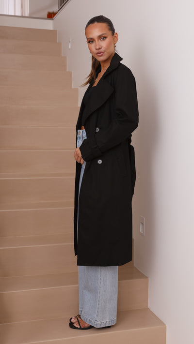 Load image into Gallery viewer, Byron Trench Coat - Black
