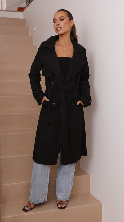 Load image into Gallery viewer, Byron Trench Coat - Black - Billy J
