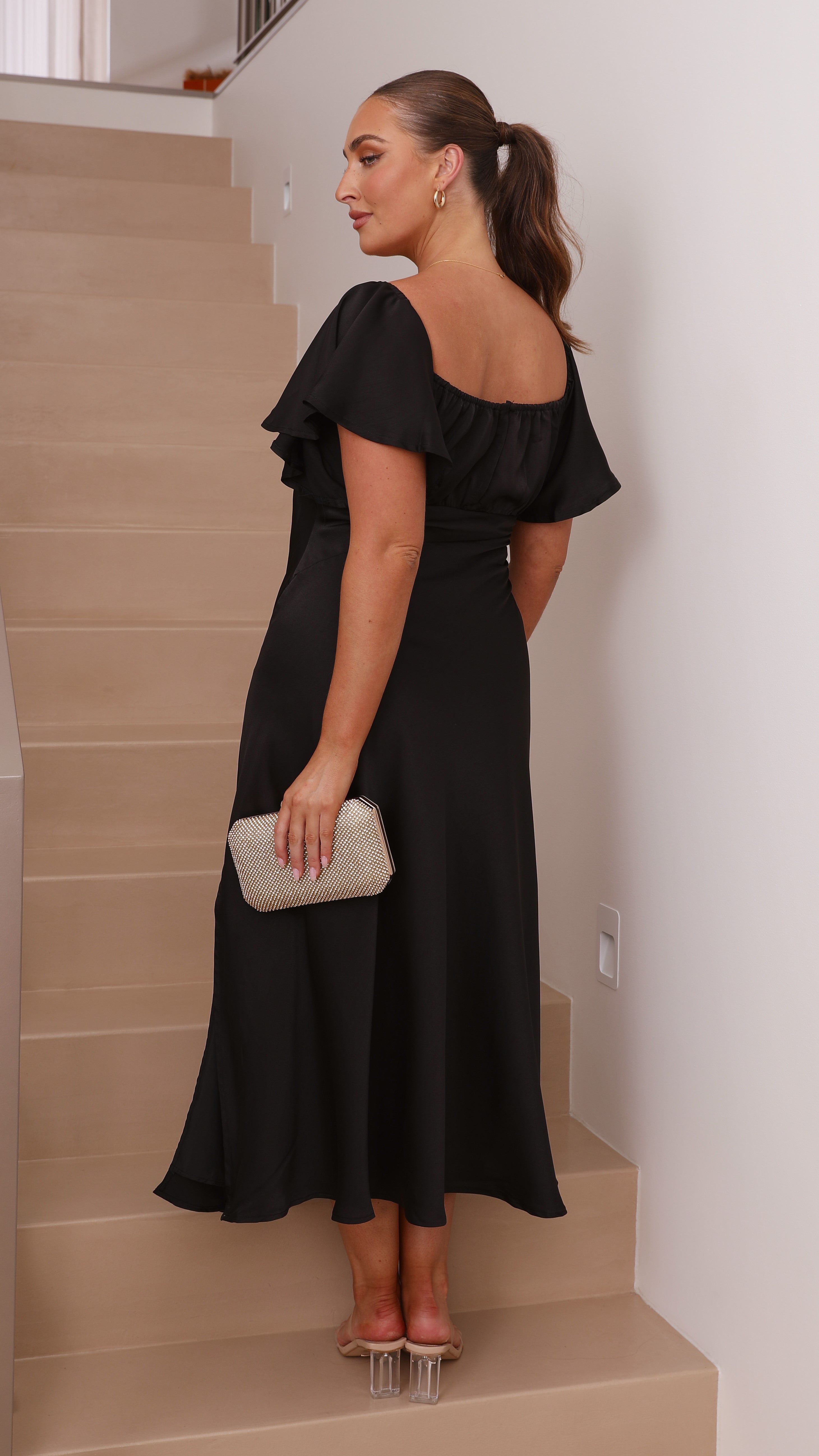 Louisa Midi Dress - Black - Billy J