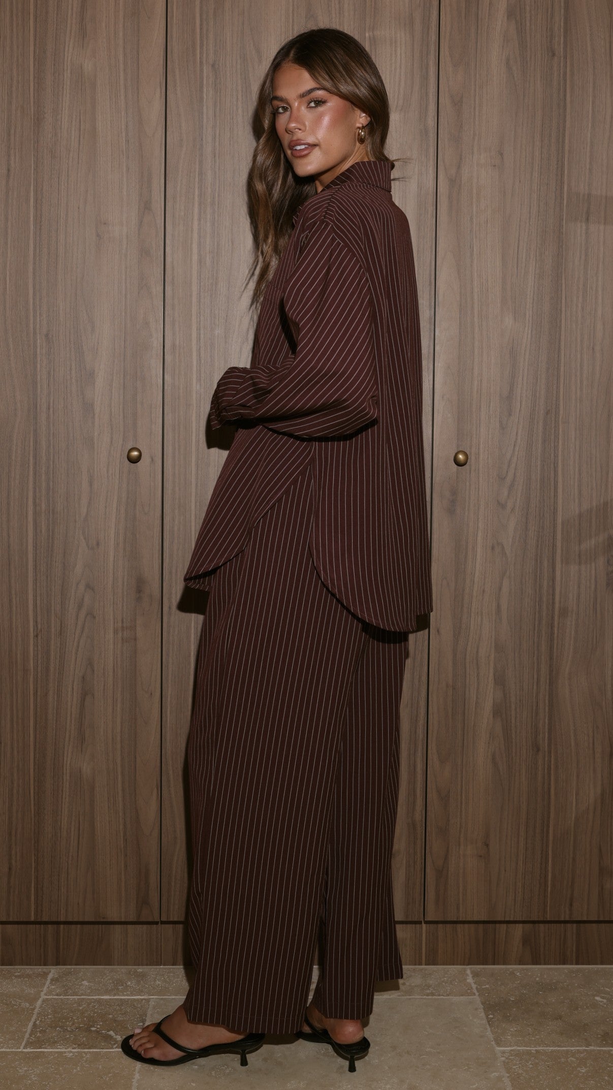 Zaila Long Sleeve Shirt - Burgundy/White Stripe - Billy J