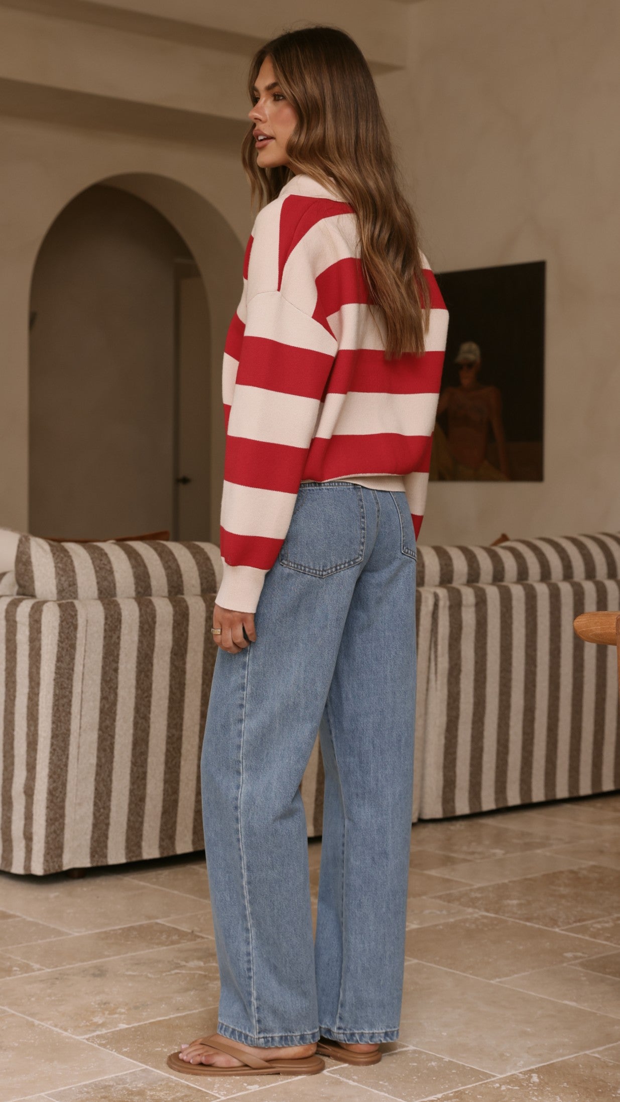 Kodi Sweater - Red/Beige Stripe - Billy J