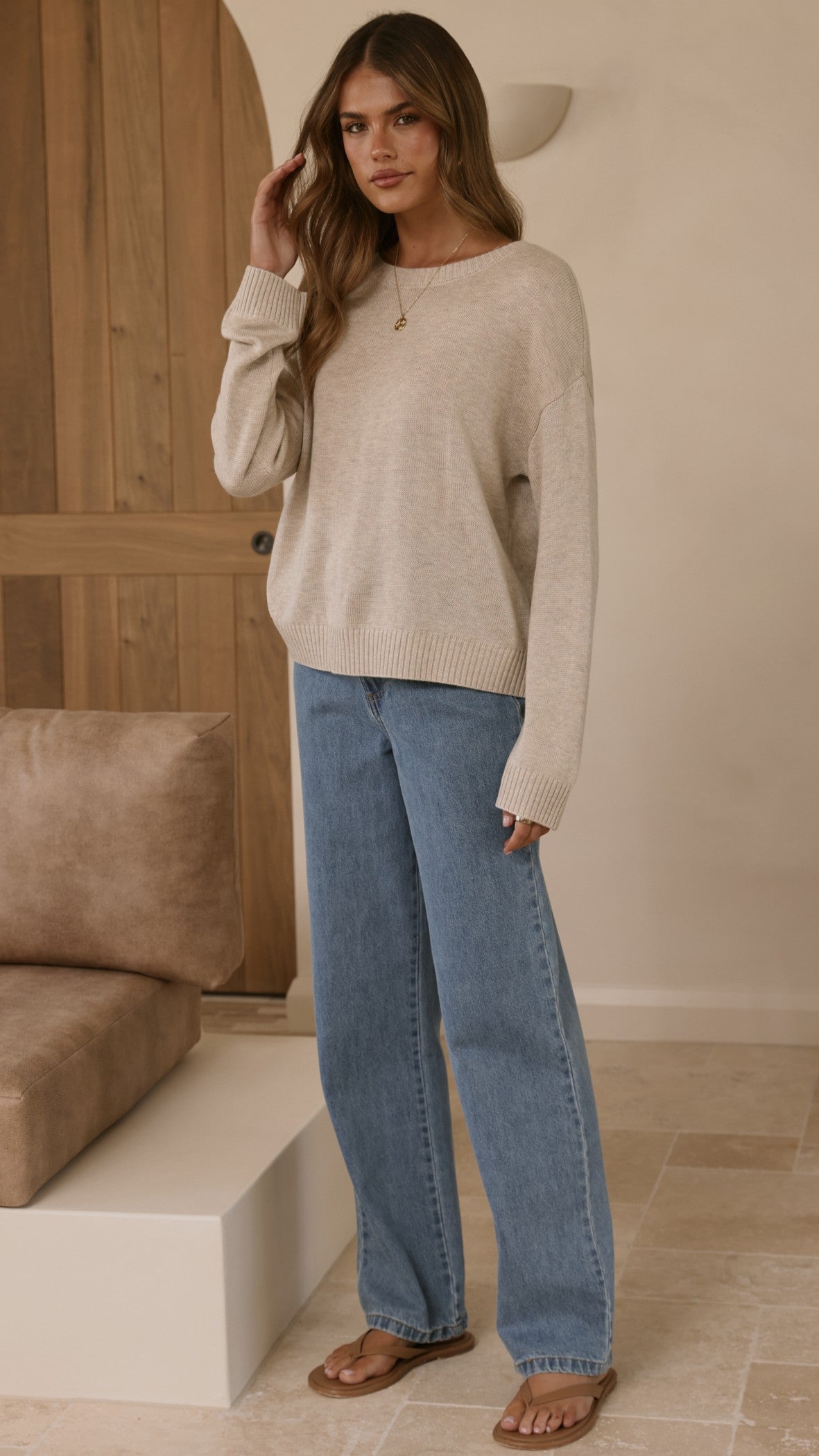 Victoria Long Sleeve Top - Oat - Billy J