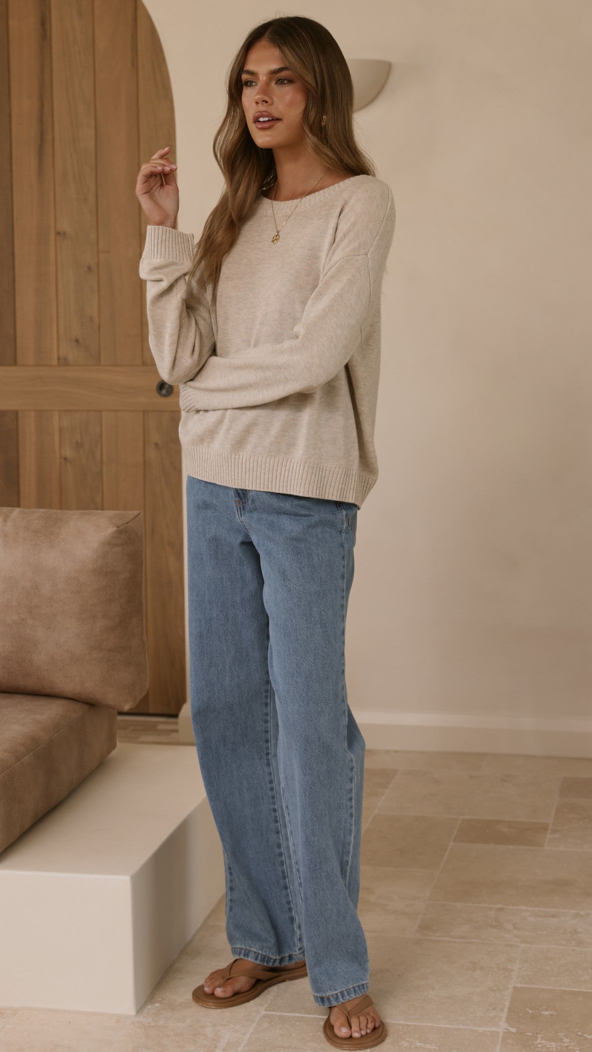 Victoria Long Sleeve Top - Oat - Billy J