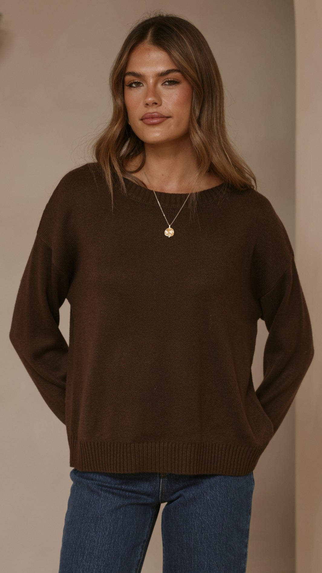 Victoria Long Sleeve Top - Chocolate - Billy J
