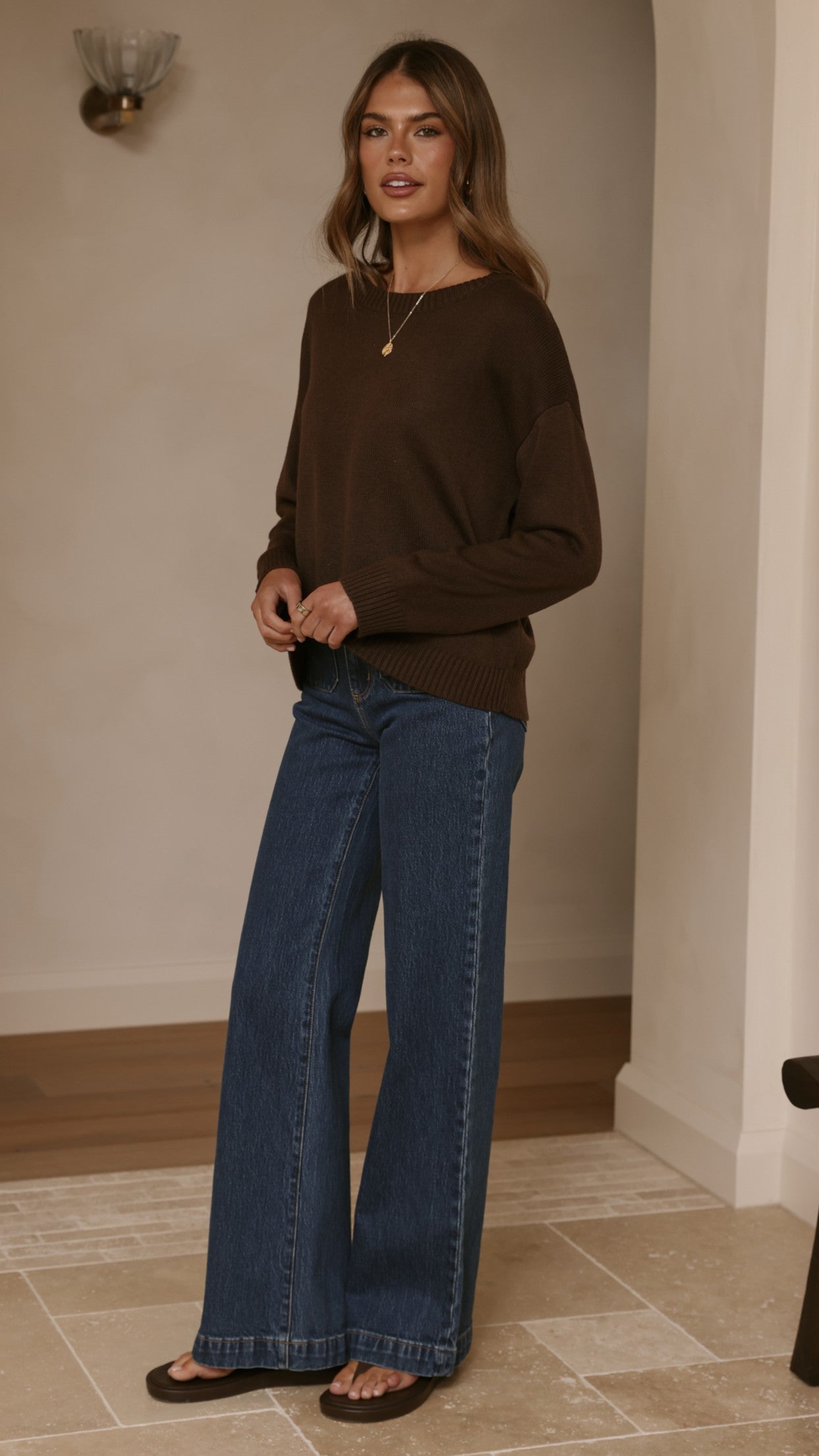 Victoria Long Sleeve Top - Chocolate - Billy J