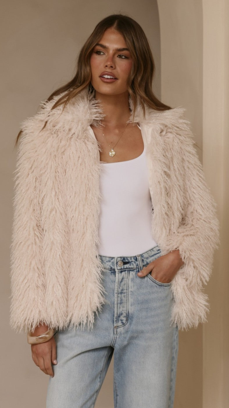 Chantelle Fur Jacket - Cream - Billy J