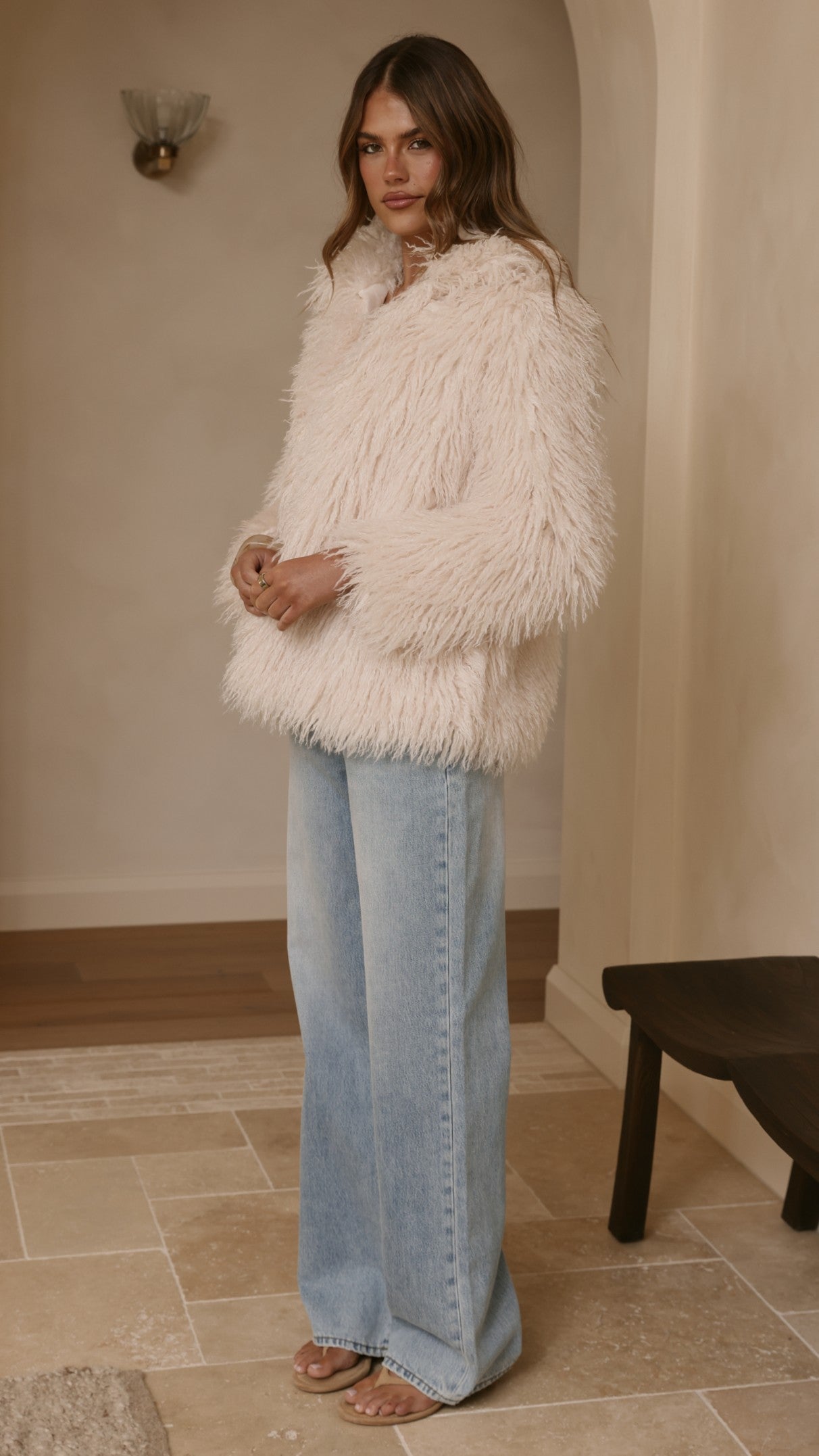 Chantelle Fur Jacket - Cream - Billy J