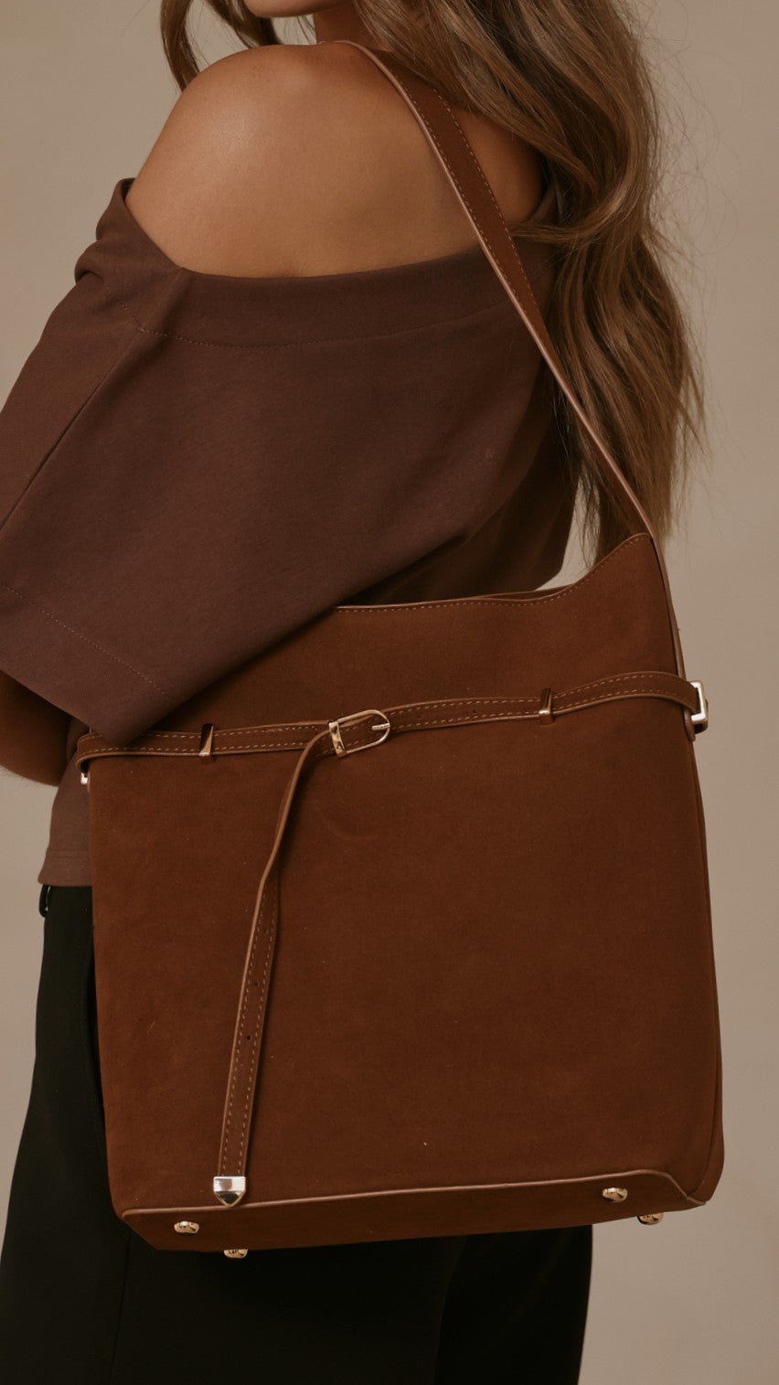 Leonie Belt Buckle Bag - Brown Suede - Billy J