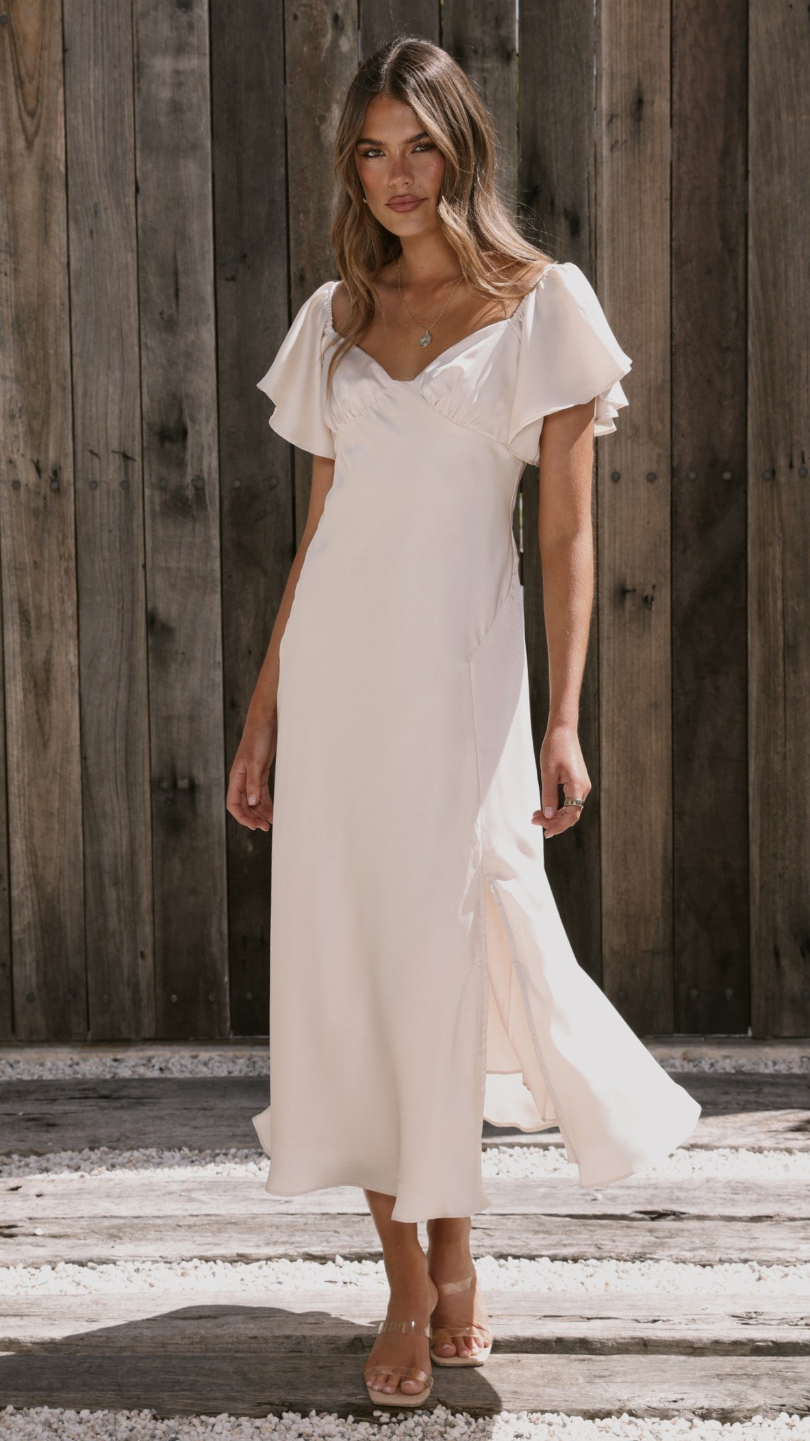 Louisa Midi Dress - Ivory - Billy J