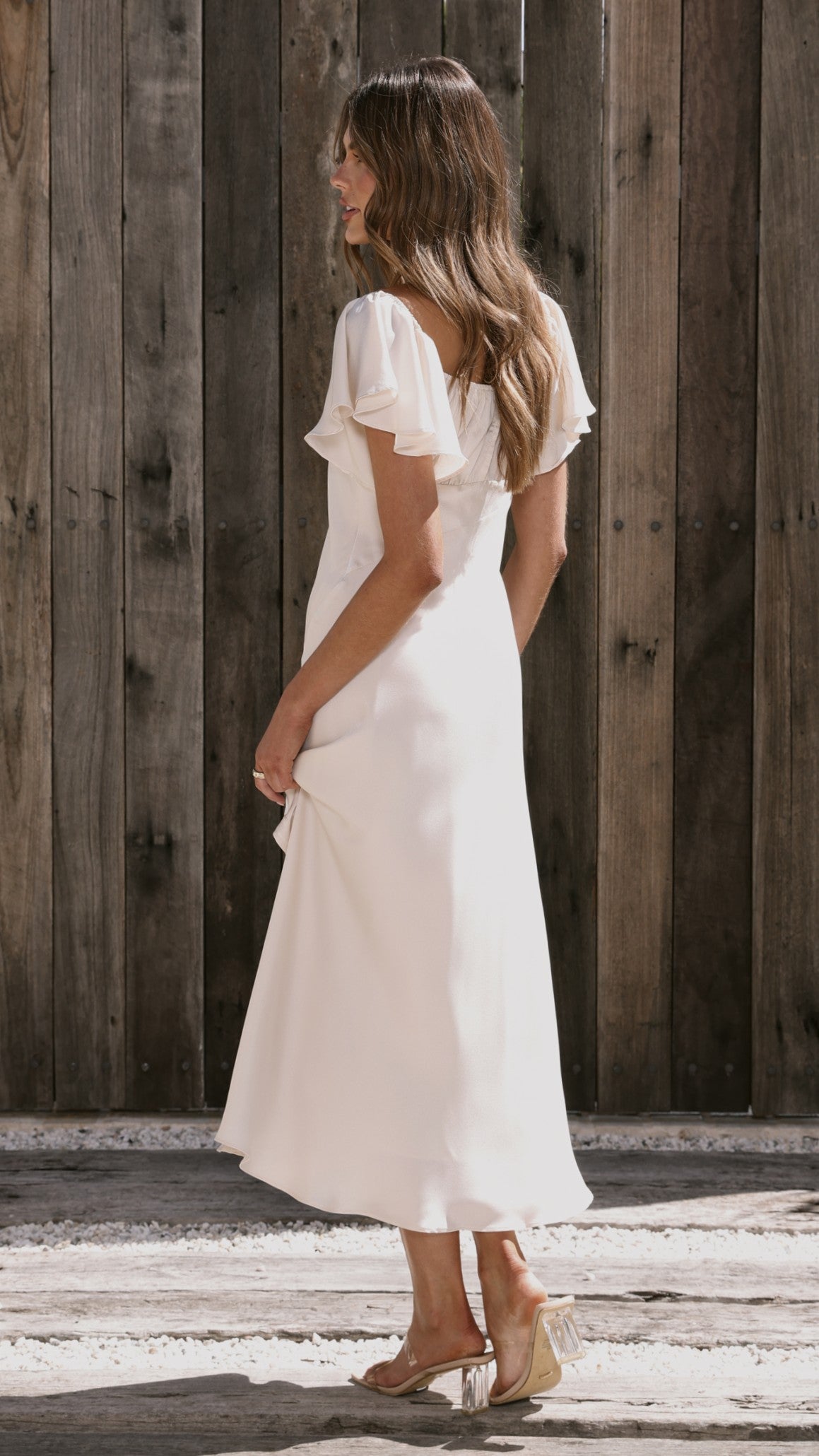 Louisa Midi Dress - Ivory - Billy J