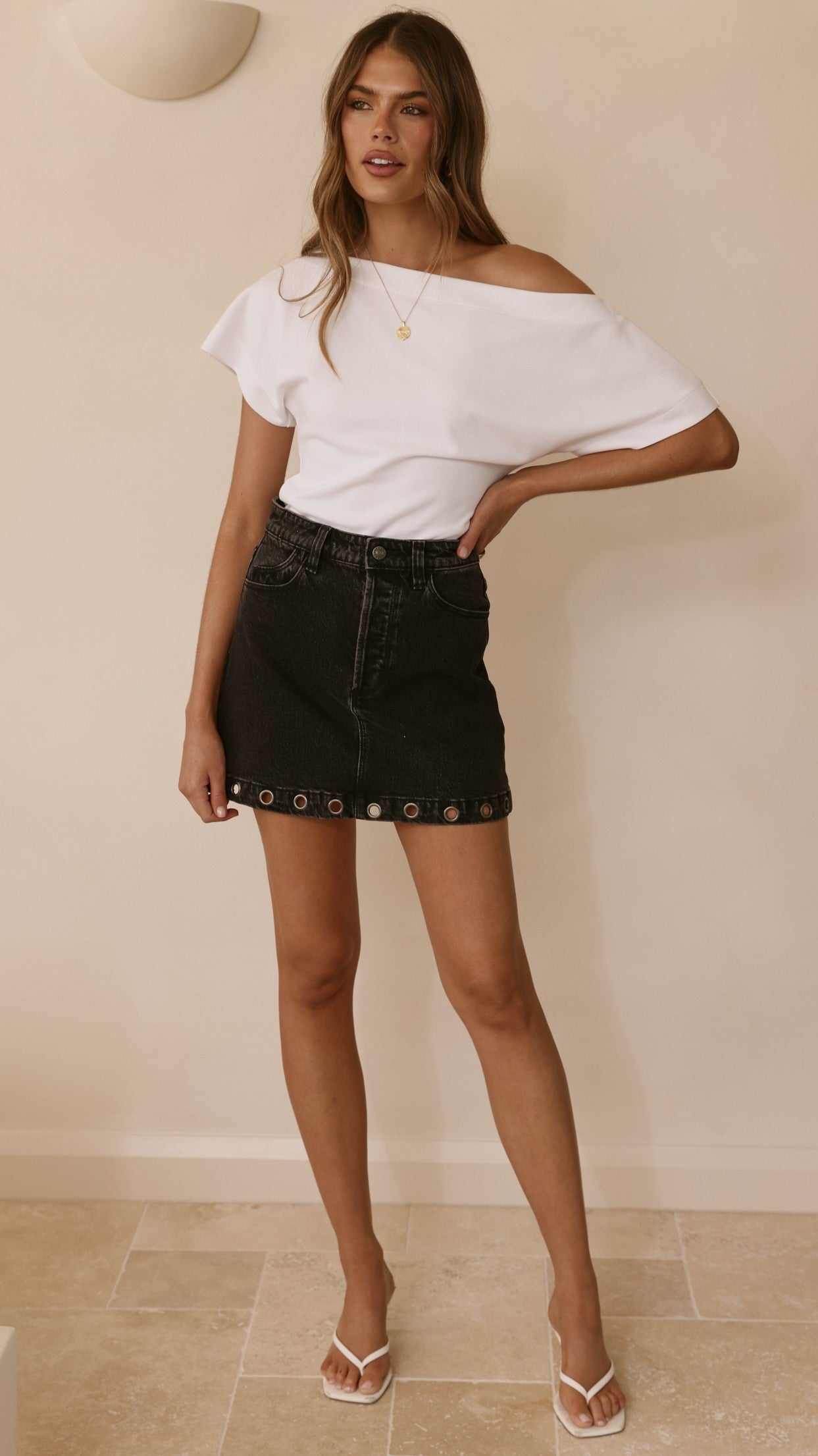 Rollas High Line Mini Skirt - Black Sand Eyelet - Billy J