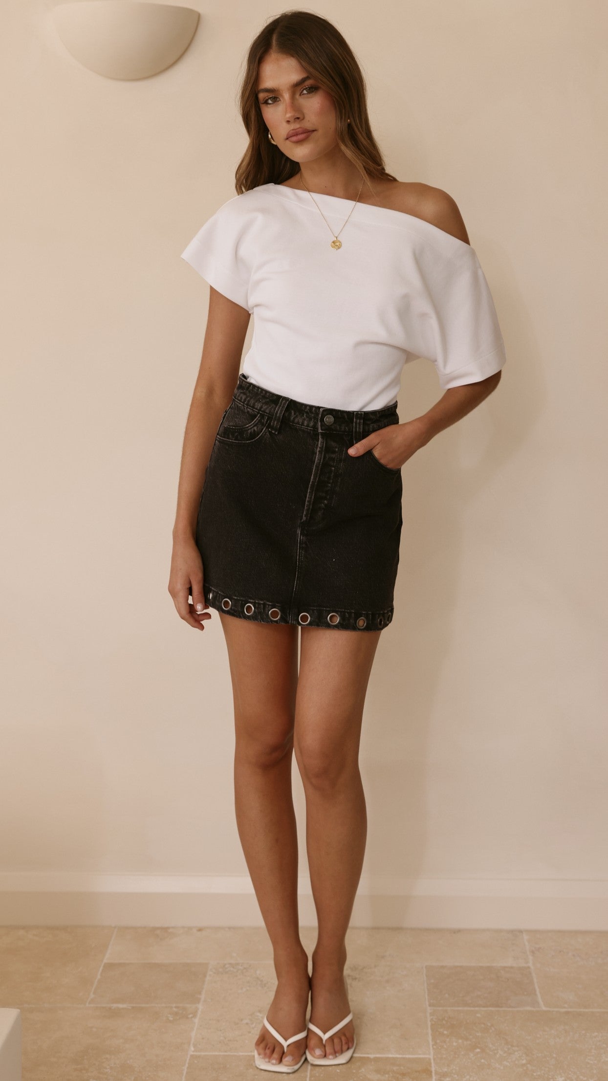Rollas High Line Mini Skirt - Black Sand Eyelet - Billy J