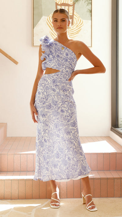 Load image into Gallery viewer, Amina Maxi Dress - Blue Floral - Billy J
