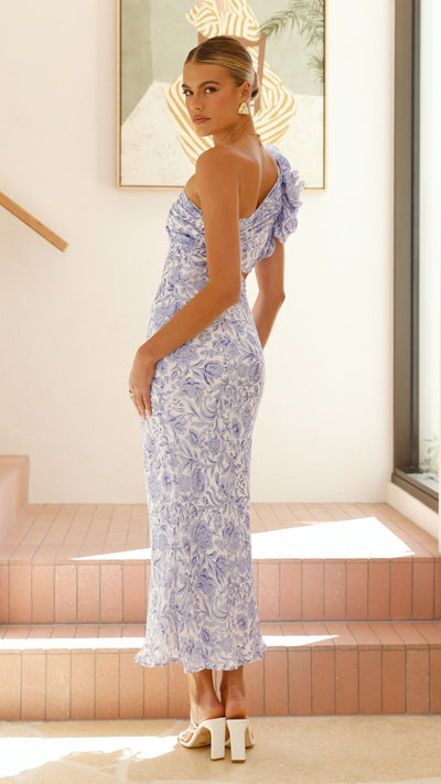 Load image into Gallery viewer, Amina Maxi Dress - Blue Floral - Billy J
