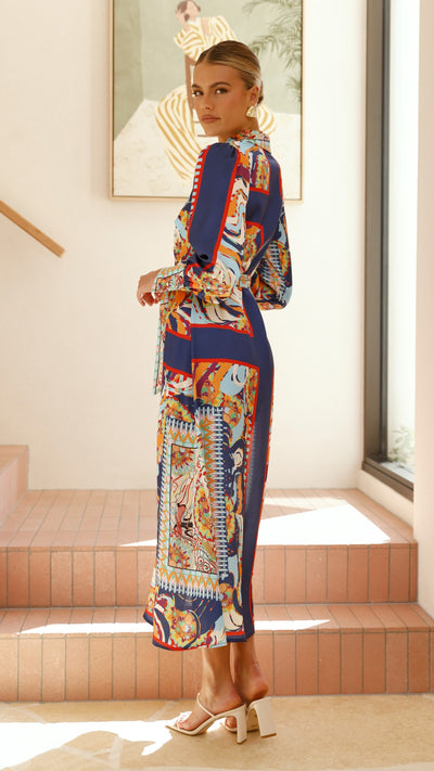 Load image into Gallery viewer, Vaike Maxi Dress - Navy Print - Billy J
