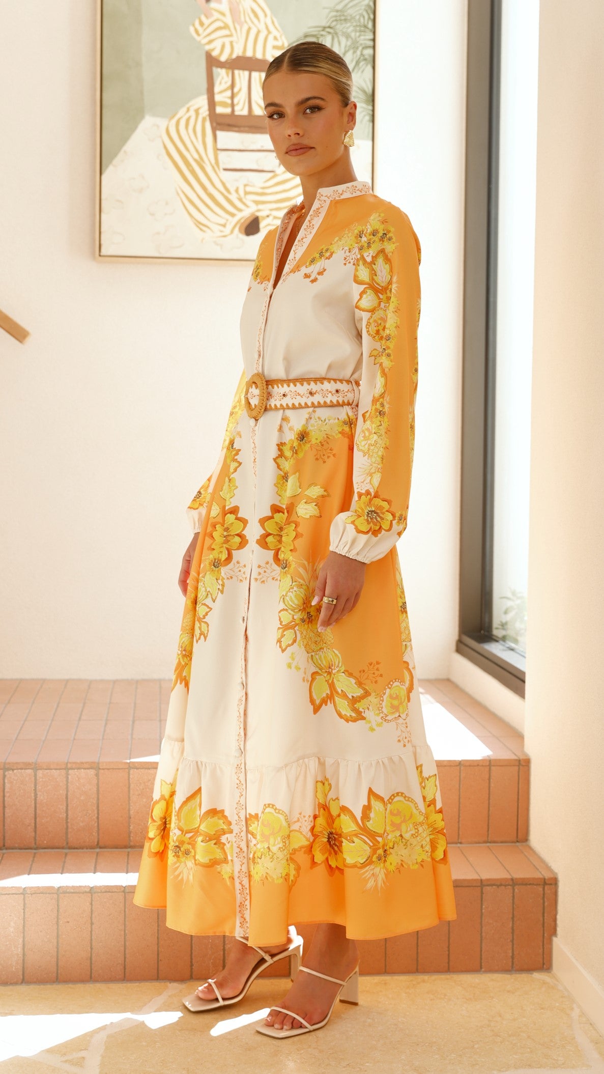 Addison Maxi Dress - Orange/Yellow Floral - Billy J