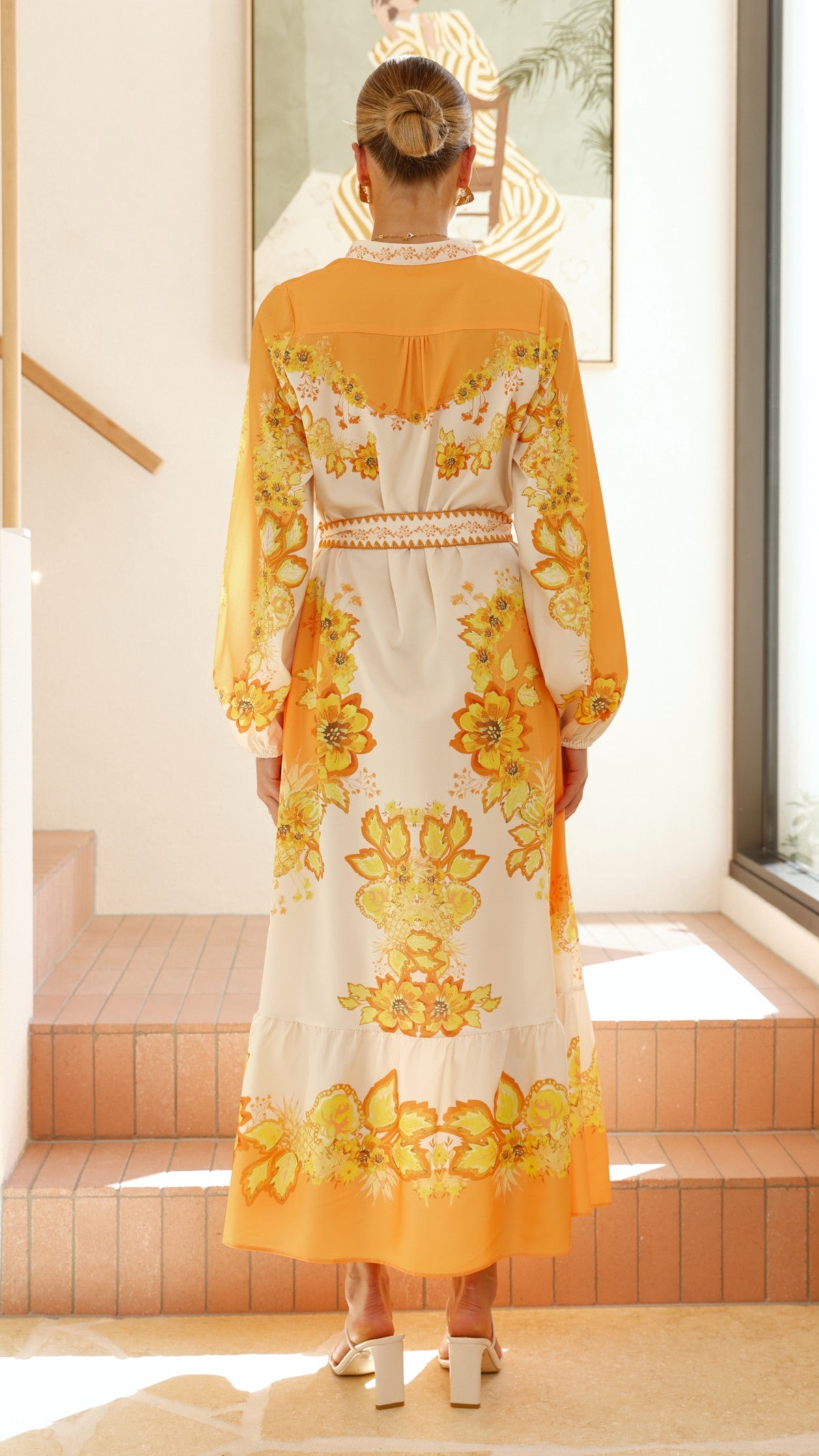 Addison Maxi Dress - Orange/Yellow Floral - Billy J