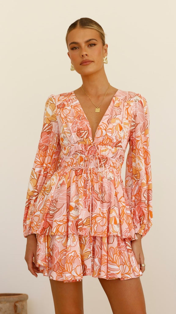 Umi Mini Dress - Pink/Orange Floral - Billy J