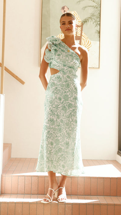 Load image into Gallery viewer, Amina Maxi Dress - Green Floral - Billy J
