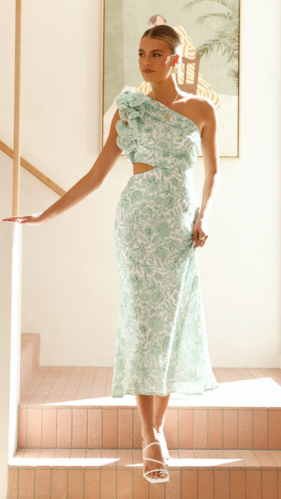 Load image into Gallery viewer, Amina Maxi Dress - Green Floral - Billy J
