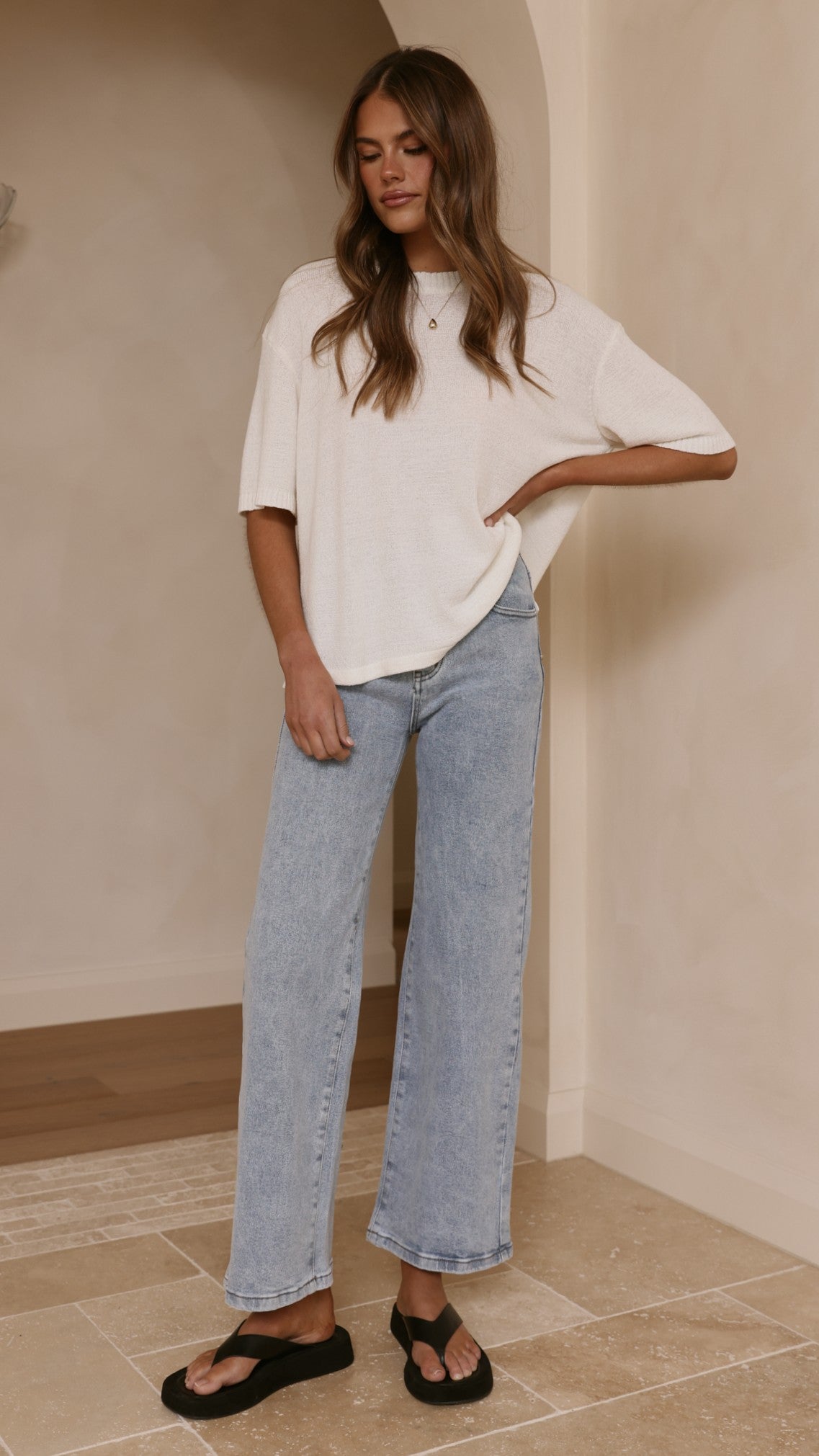 Annalise Knit Top - White - Billy J