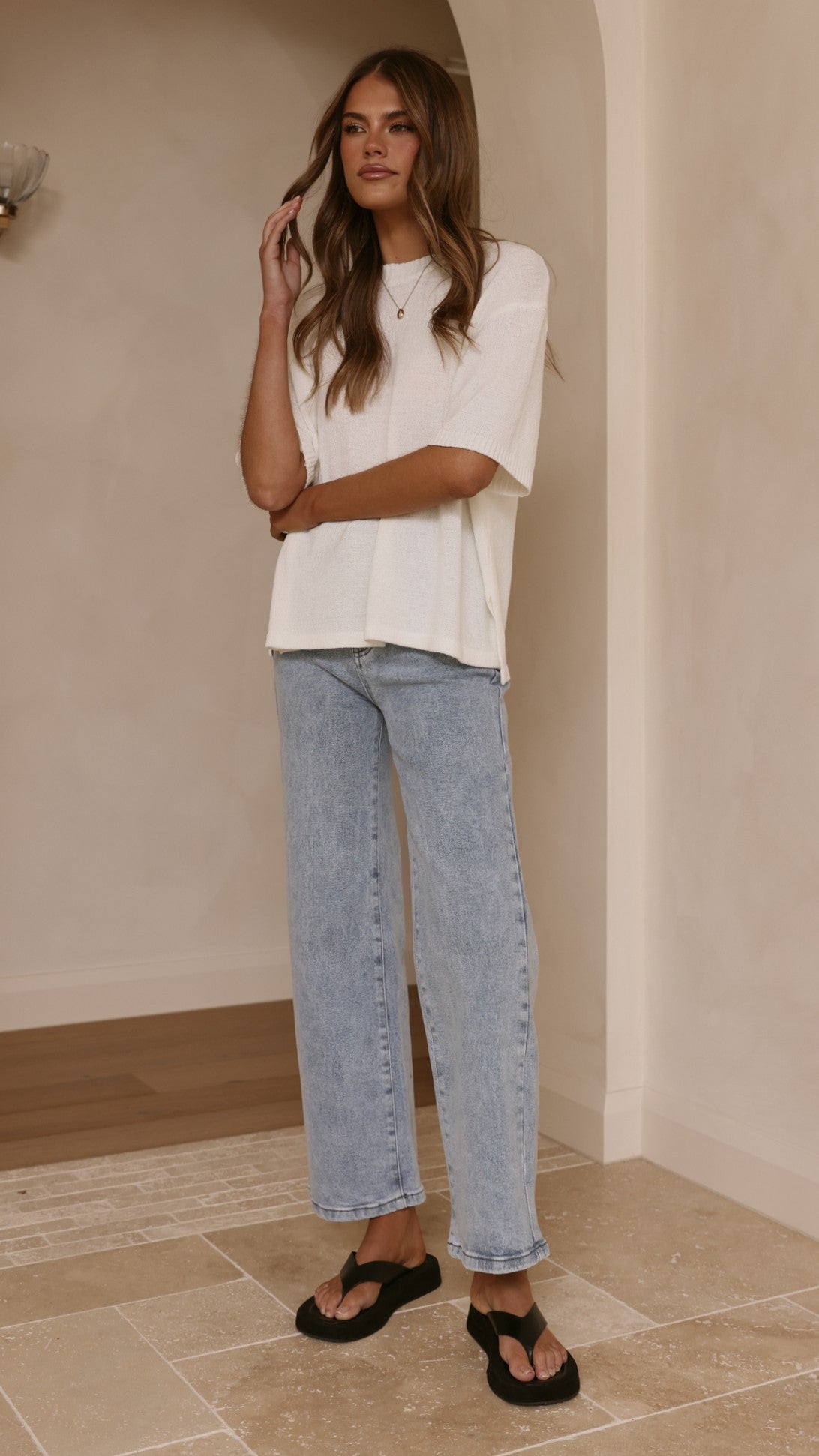 Annalise Knit Top - White - Billy J