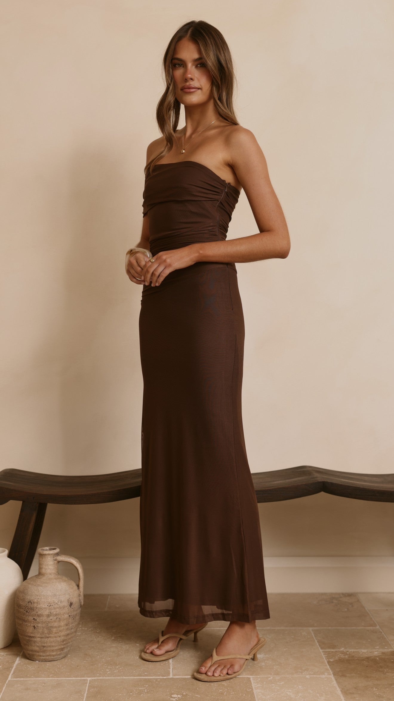 Ria Maxi Dress - Chocolate - Billy J