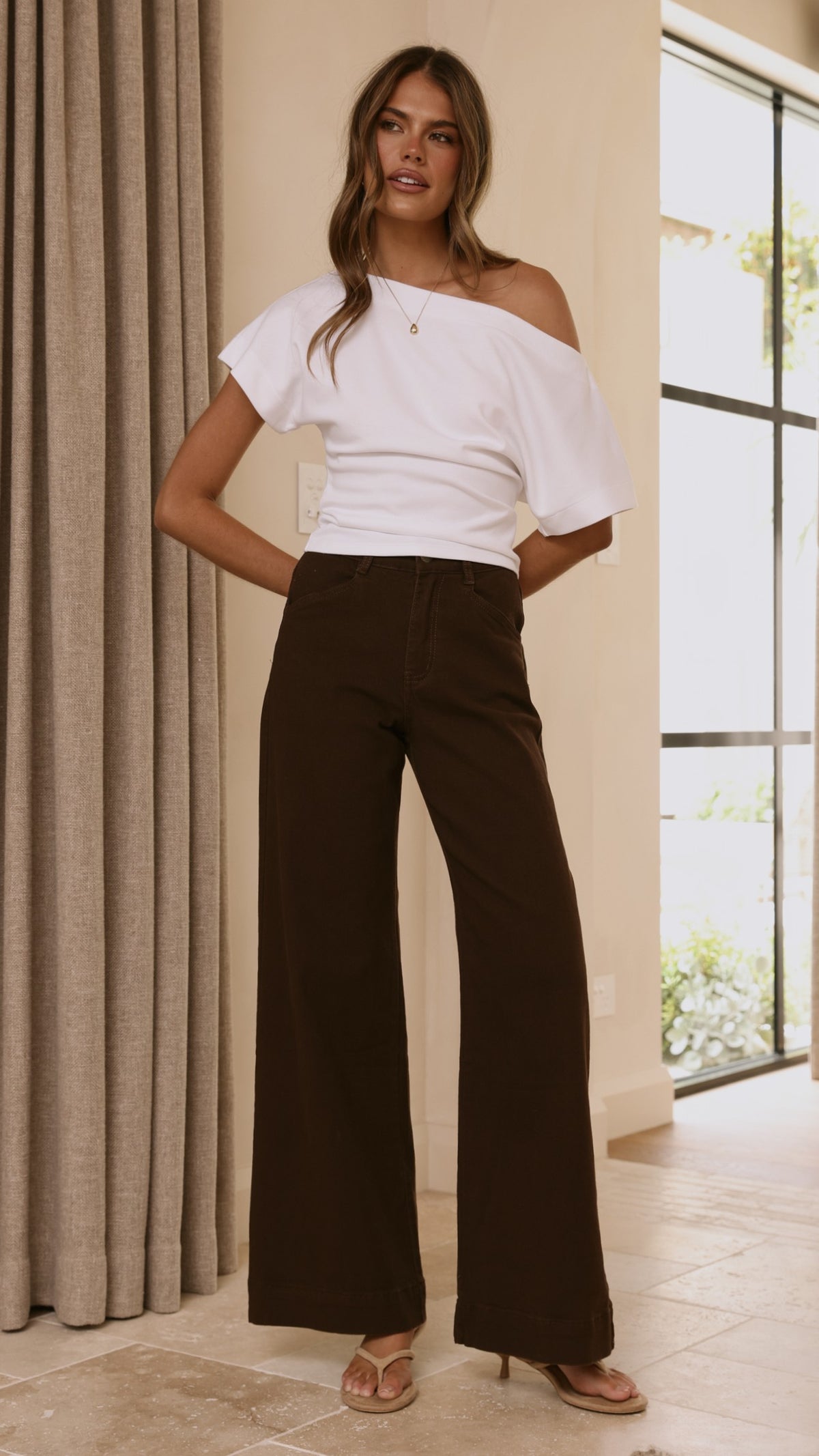 Zandra Wide Leg Jeans - Chocolate - Billy J
