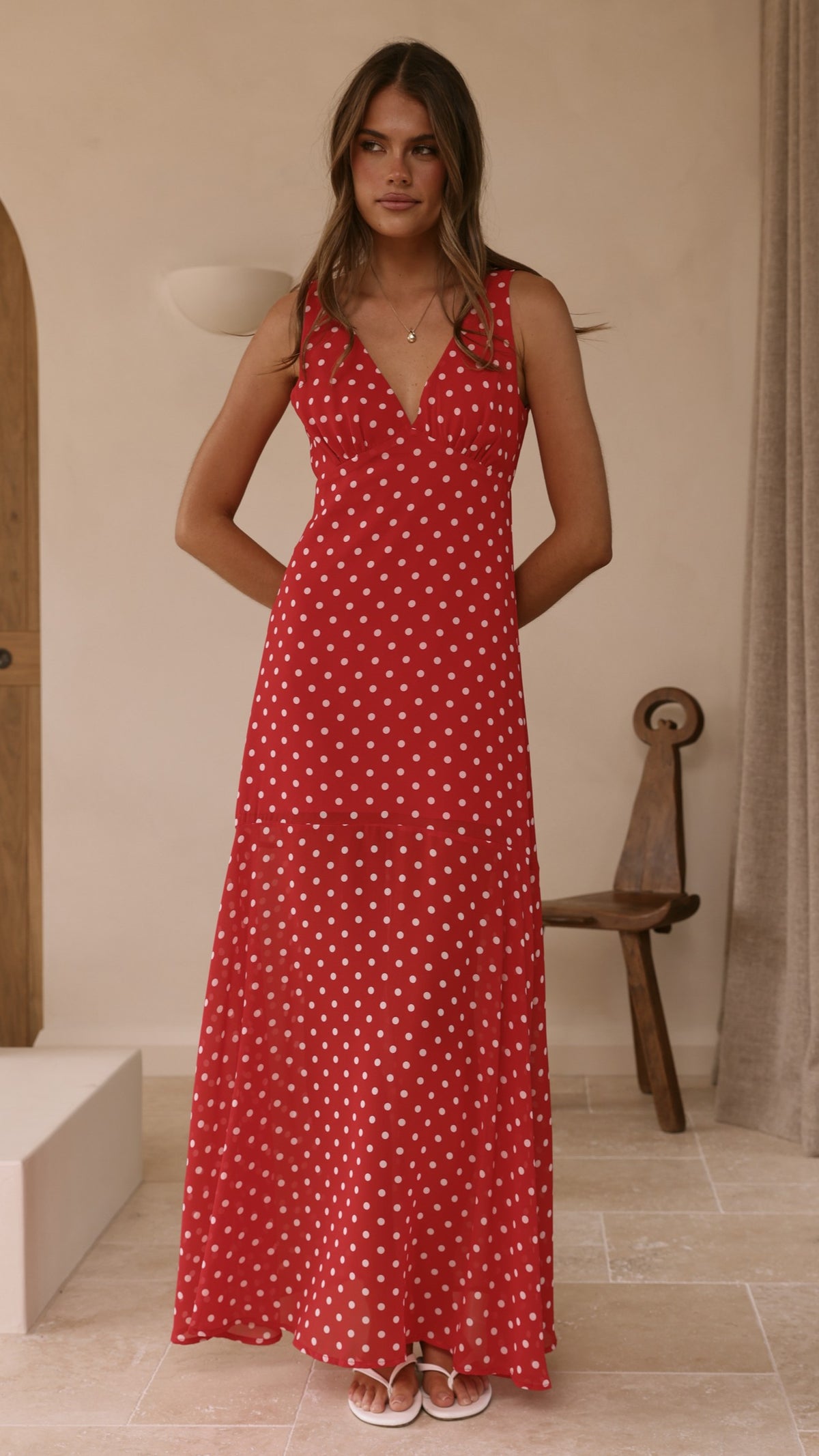 Oriella Maxi Dress - Red Polka - Billy J