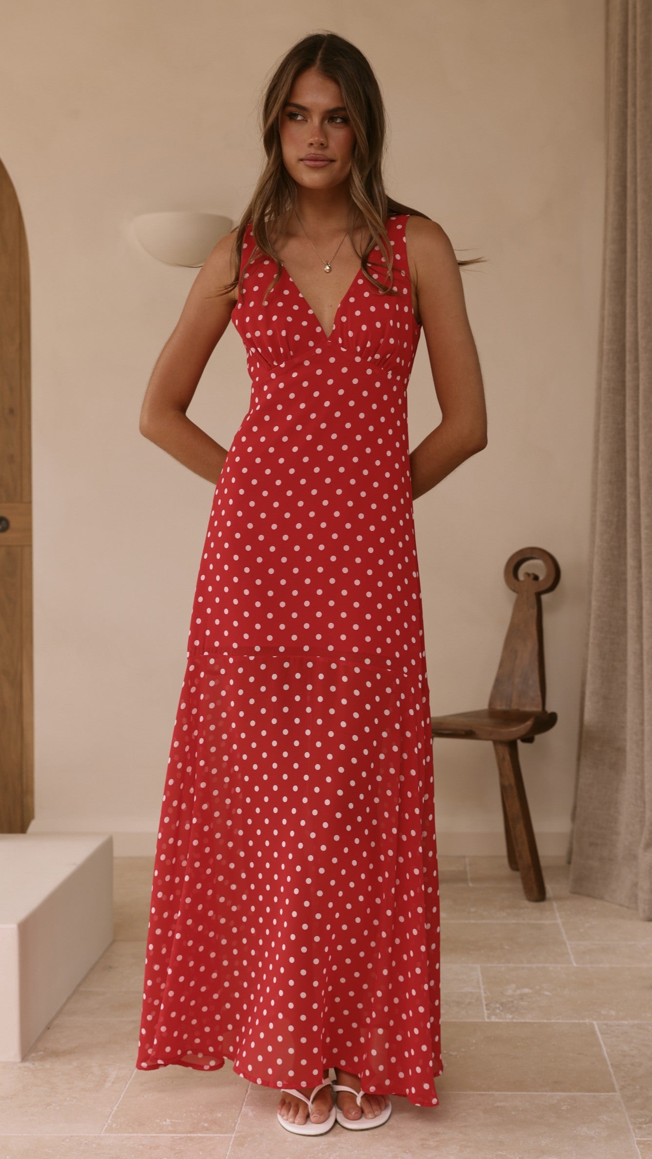 Oriella Maxi Dress - Red Polka - Billy J