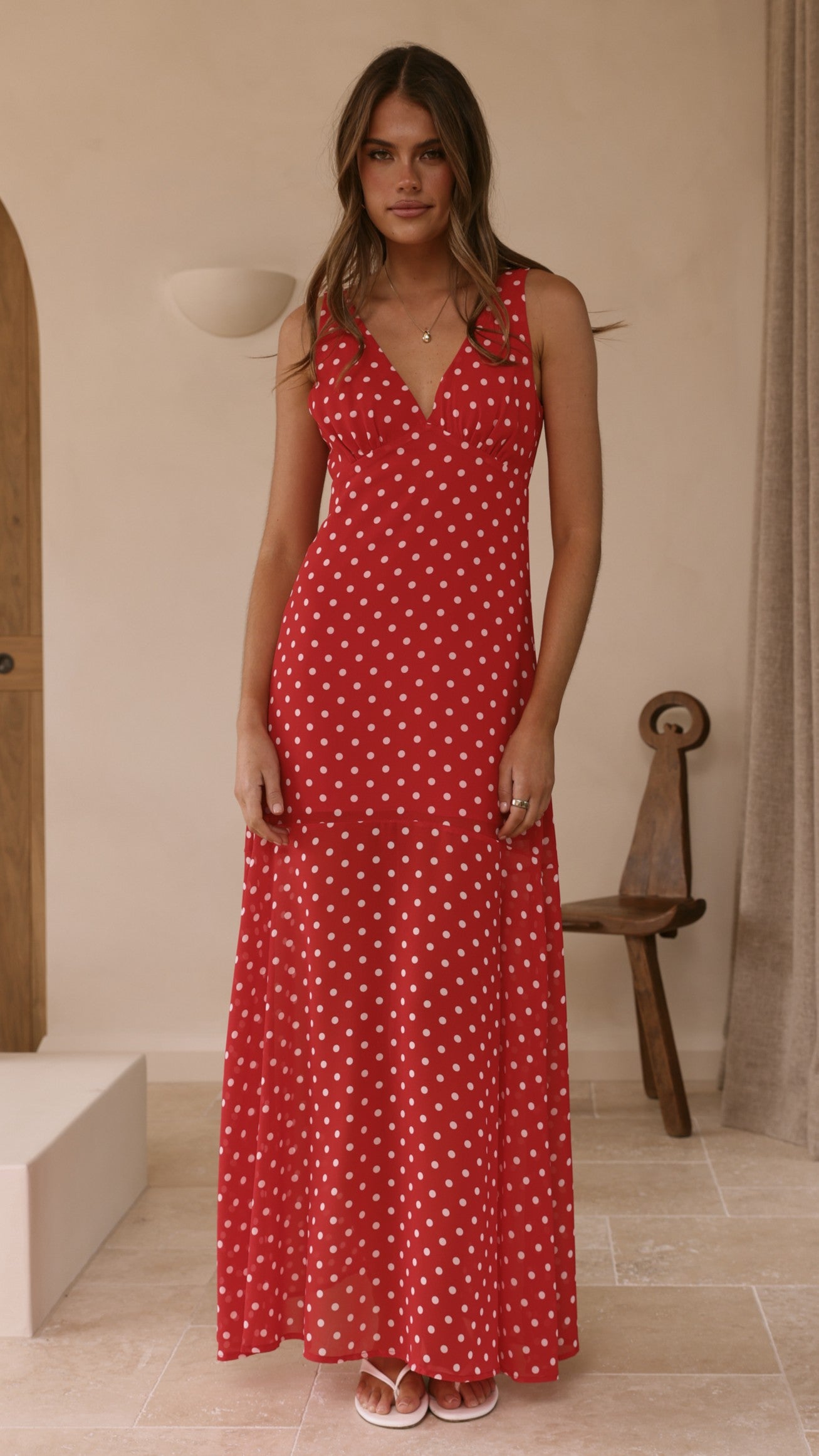 Oriella Maxi Dress - Red Polka - Billy J