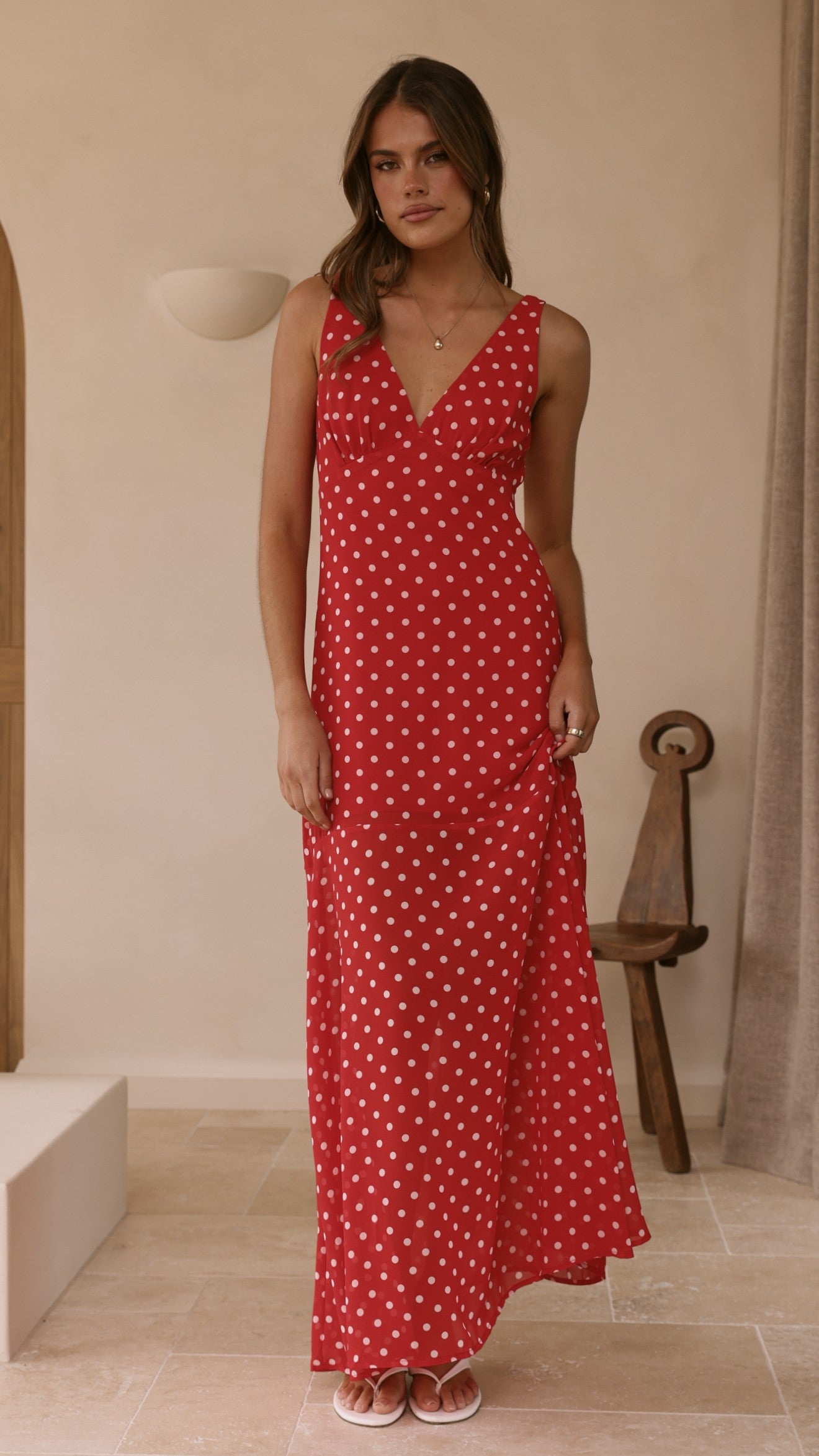 Oriella Maxi Dress - Red Polka - Billy J
