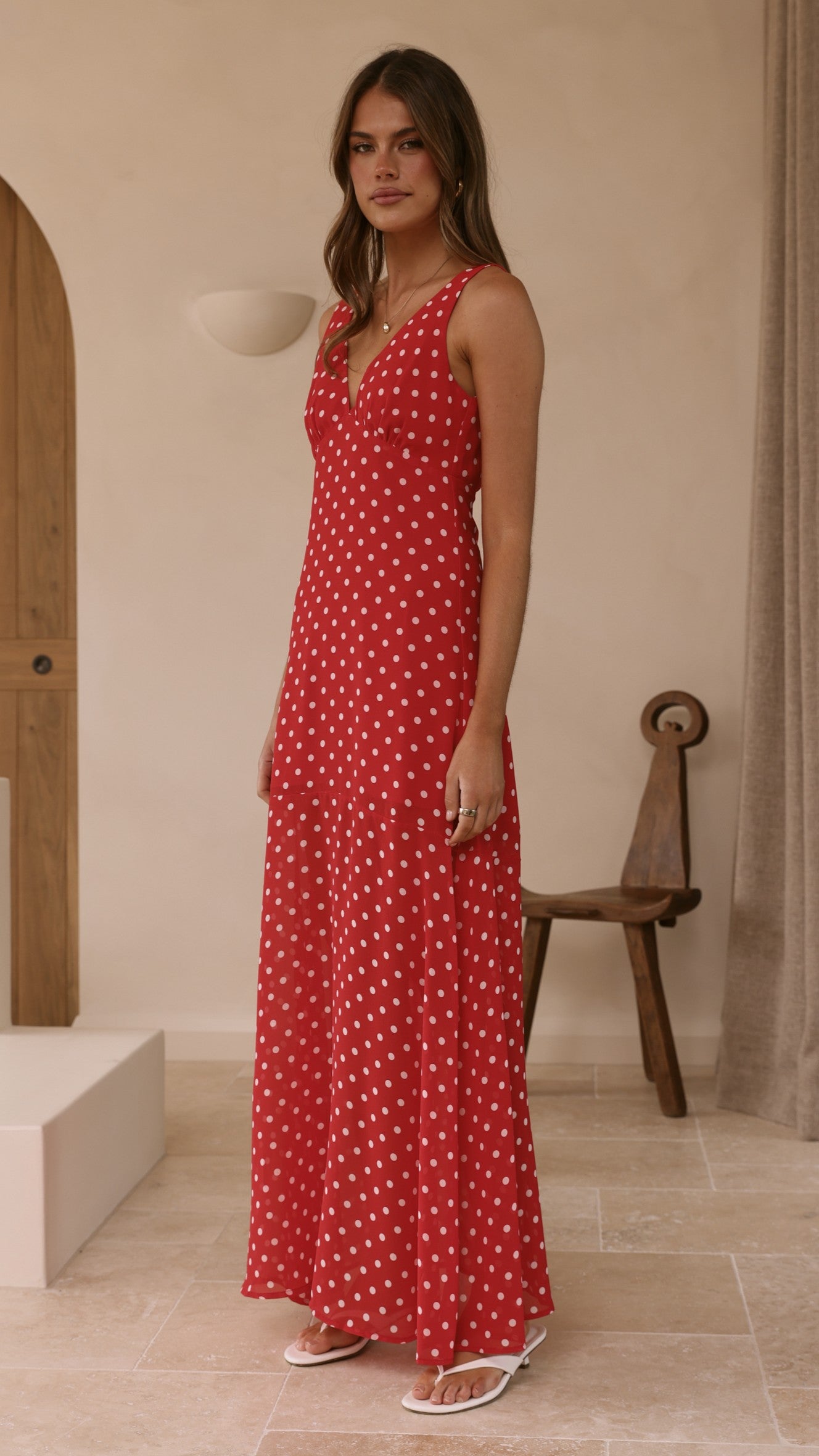 Oriella Maxi Dress - Red Polka - Billy J