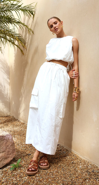 Kasey Midi Skirt - White