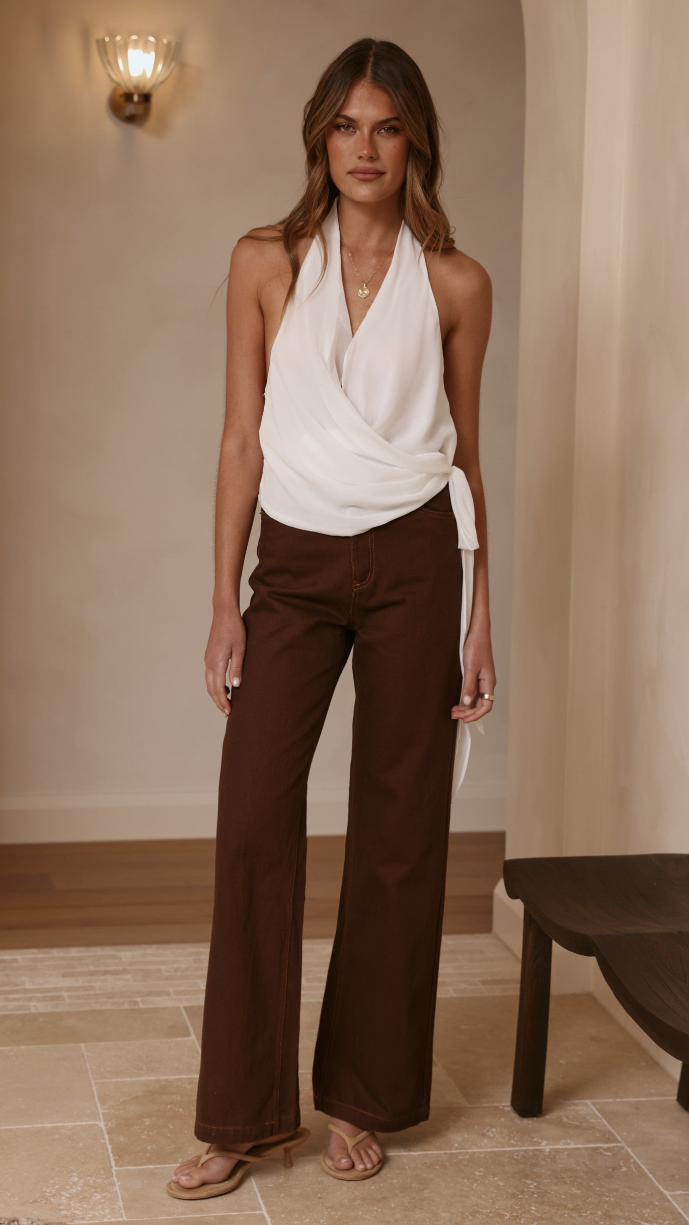 Belle Halter Neck Top - White - Billy J