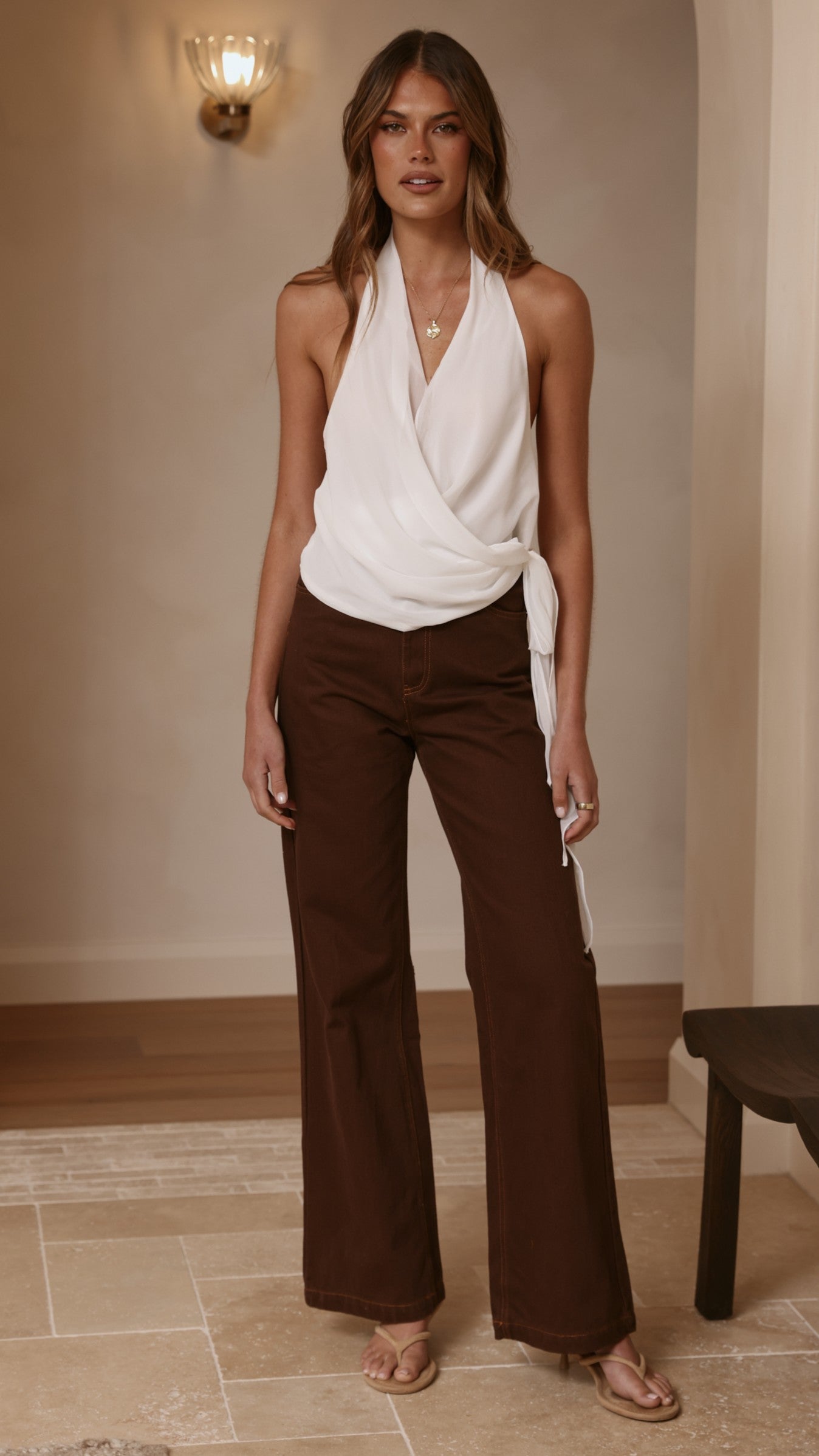 Belle Halter Neck Top - White - Billy J