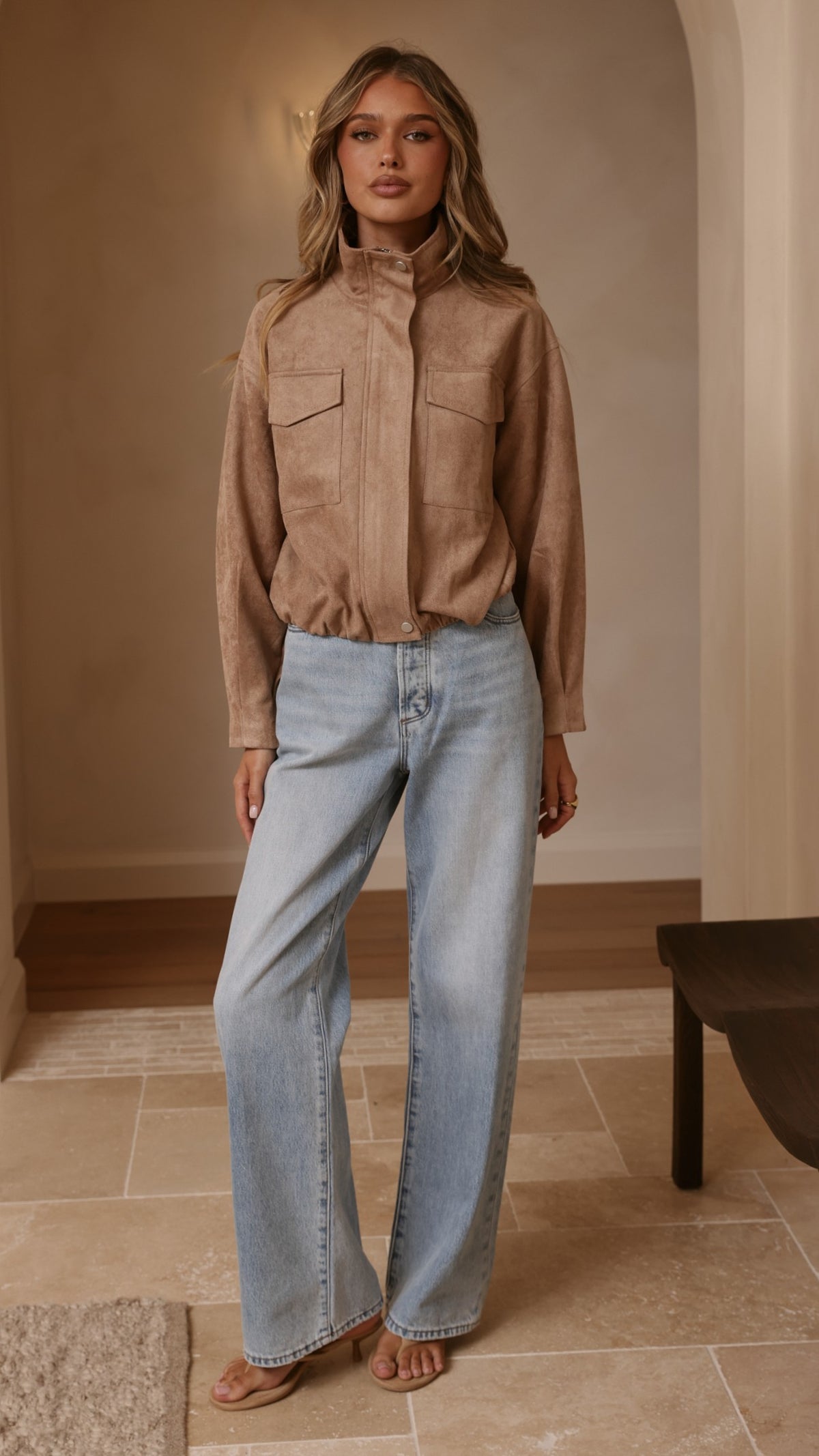 Josh Funnel Neck Jacket - Beige - Billy J