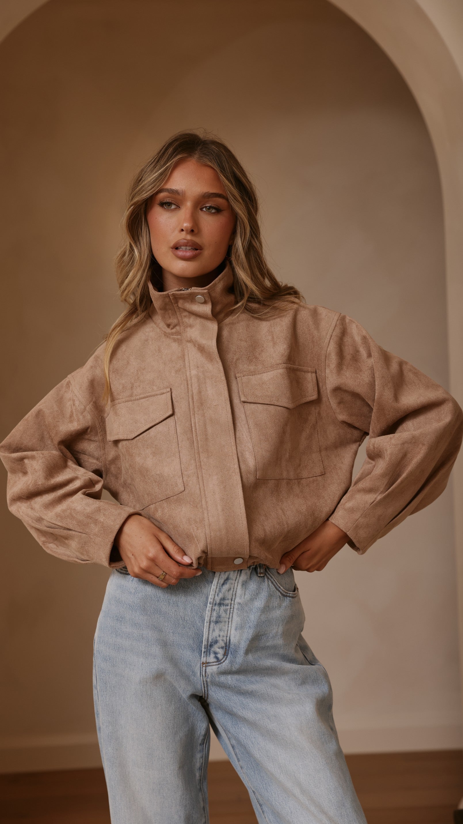 Josh Funnel Neck Jacket - Beige - Billy J