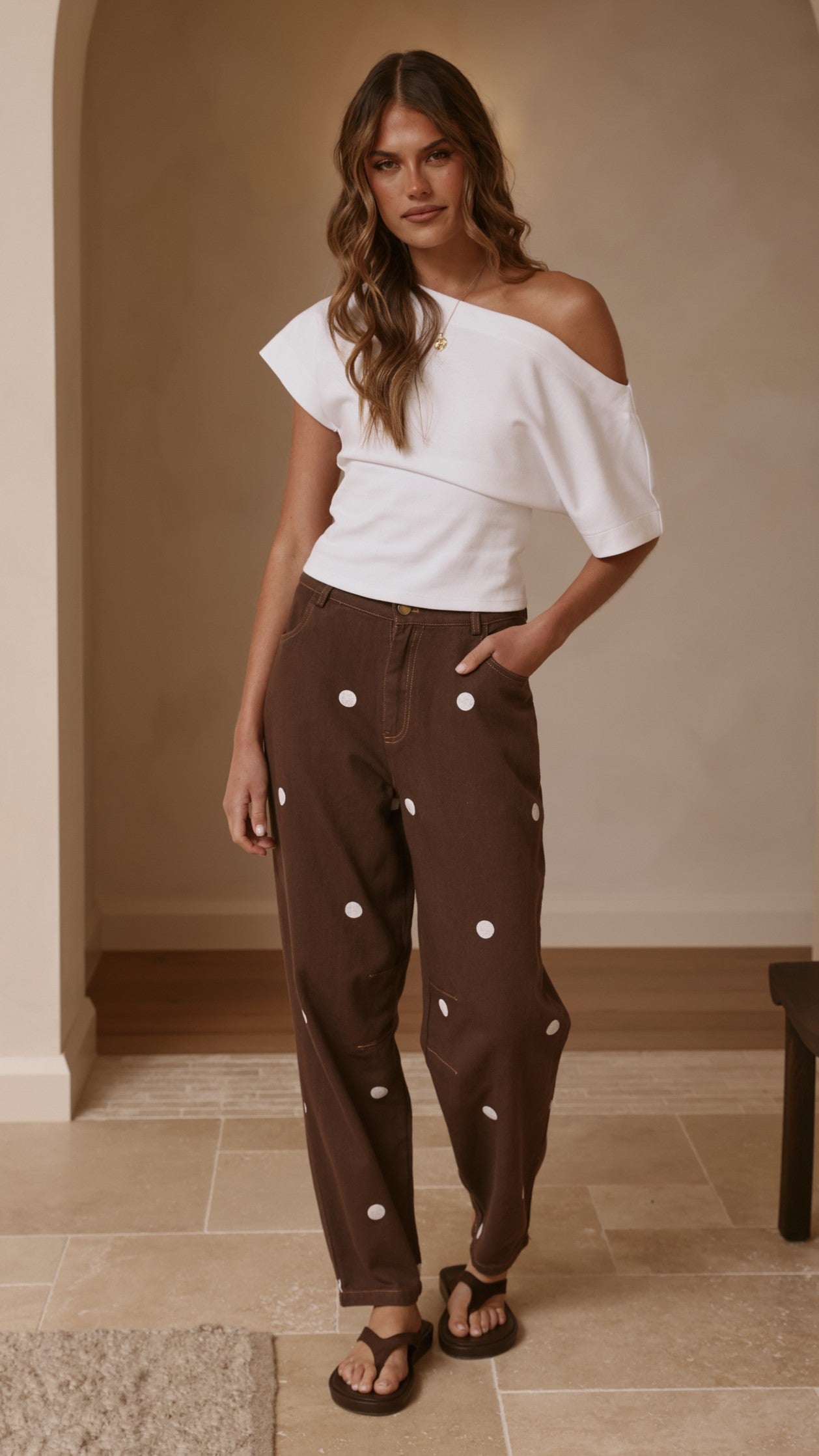 Cleora Barrel Jeans - Chocolate Polka - Billy J