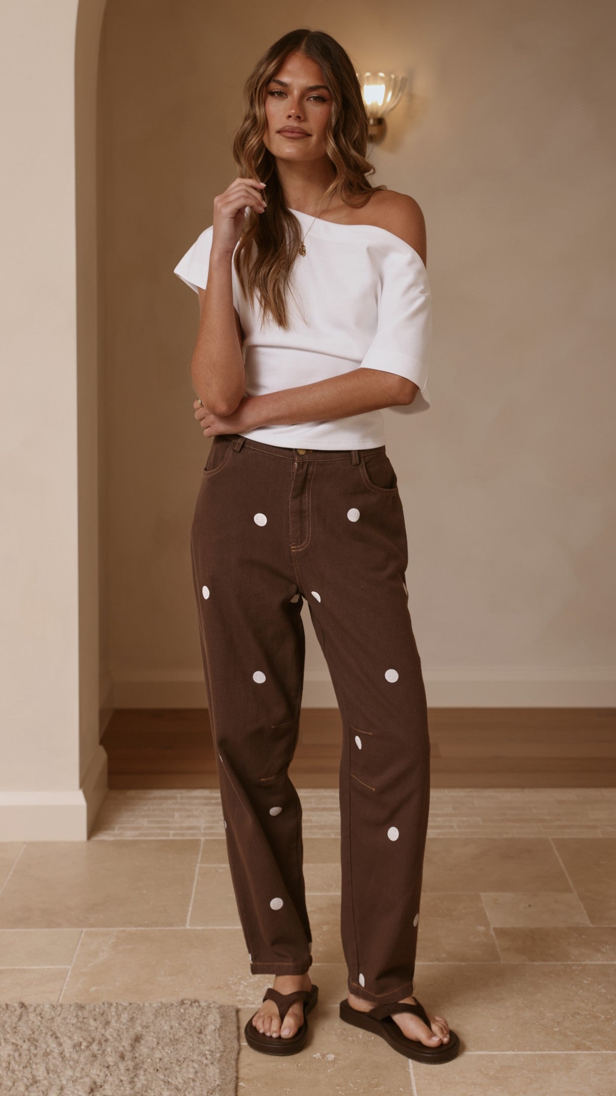 Cleora Barrel Jeans - Chocolate Polka - Billy J