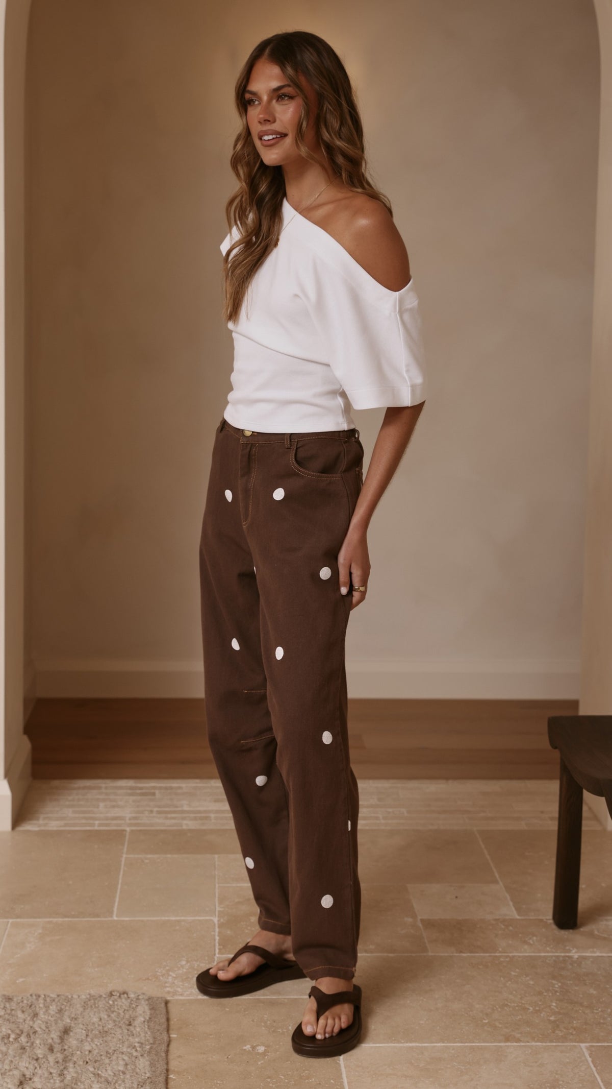Cleora Barrel Jeans - Chocolate Polka - Billy J