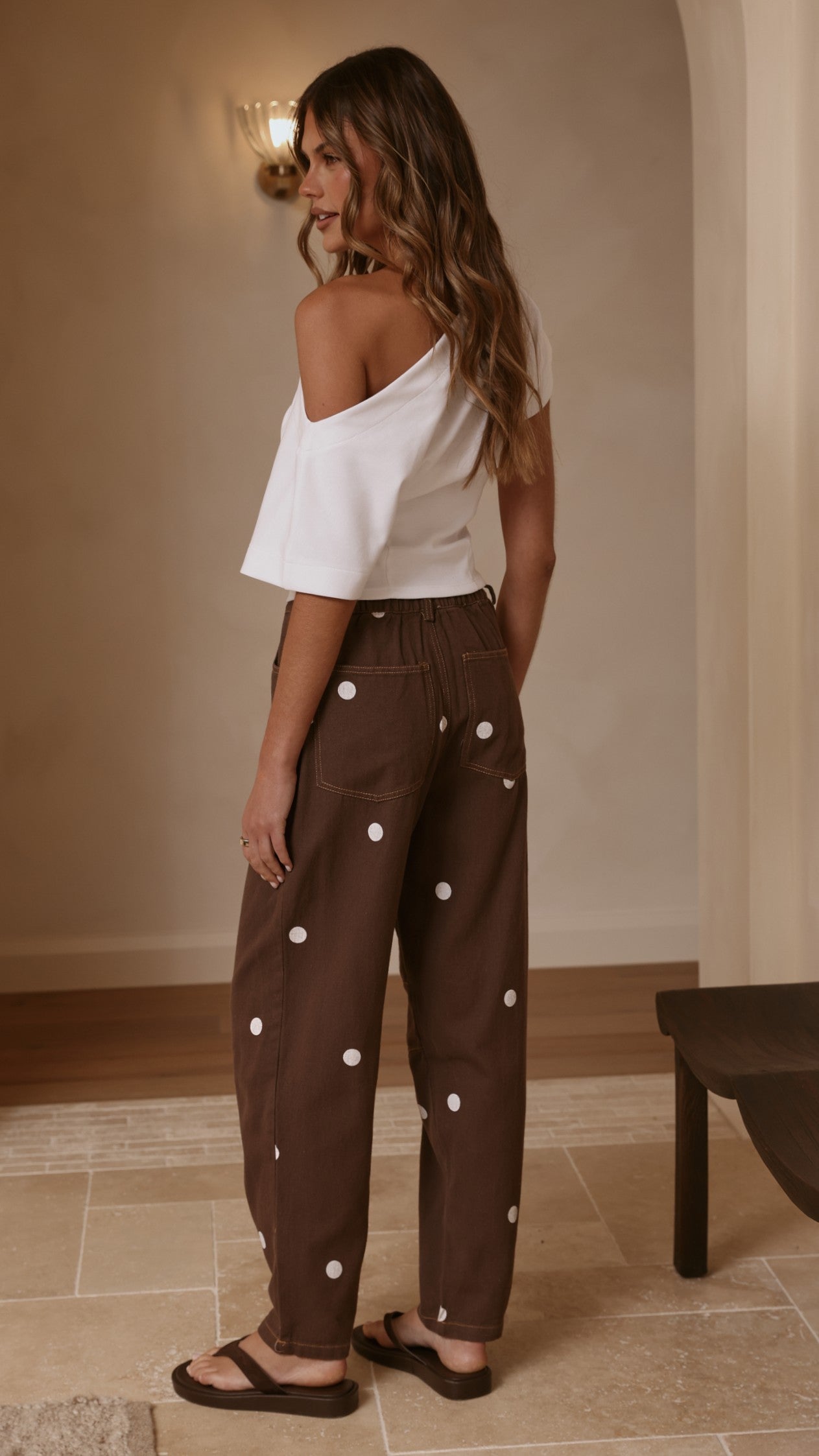 Cleora Barrel Jeans - Chocolate Polka - Billy J